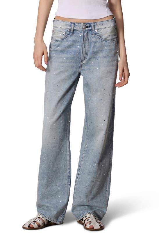 RAG & BONE Logan Crystal Embellished Wide Leg Jeans In Misty With Jewel Product Image