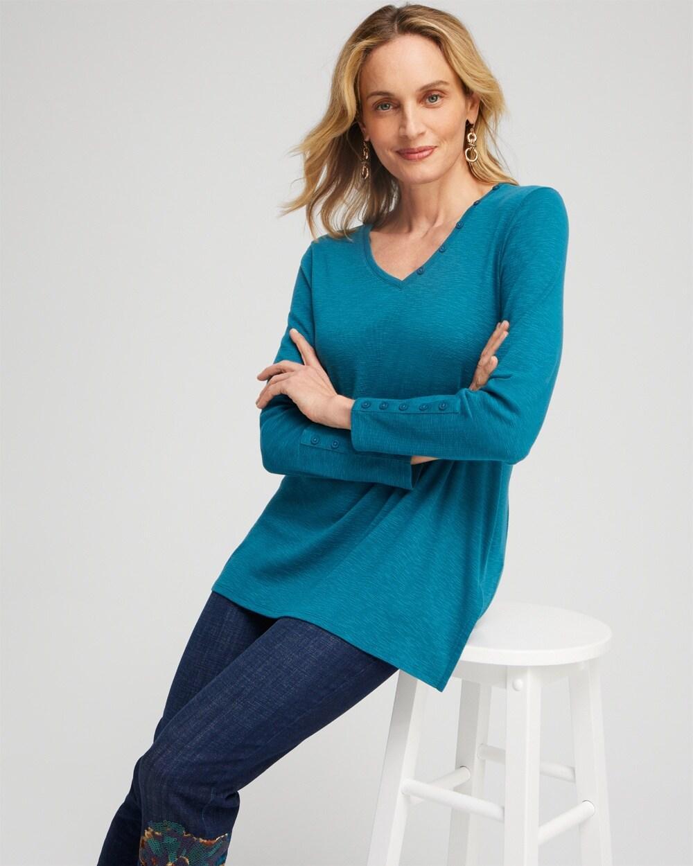 Button Detail V-neck Tunic Product Image