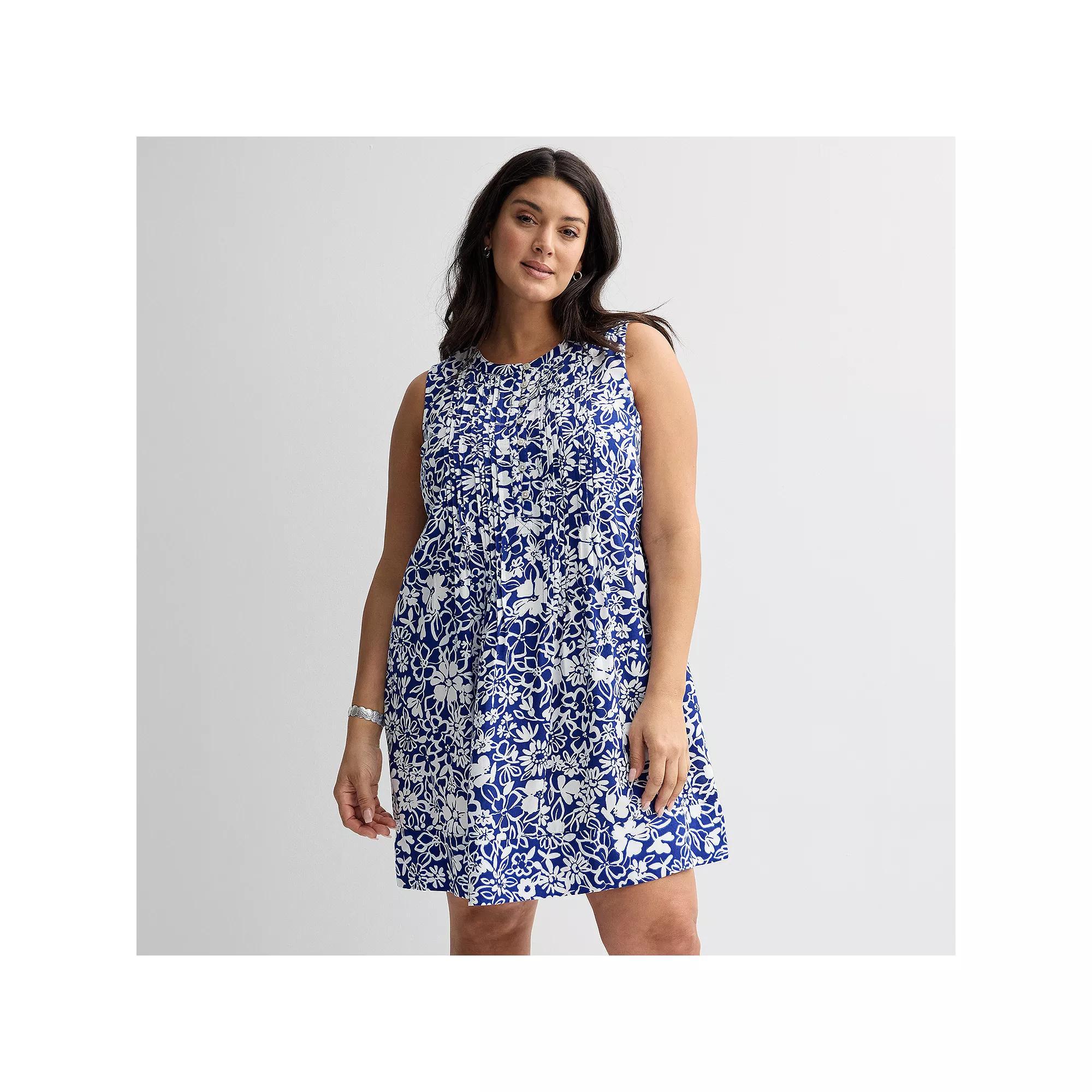 Plus Size Sonoma Goods For Life Pintuck Dress, Womens Black Triangle Geo Product Image