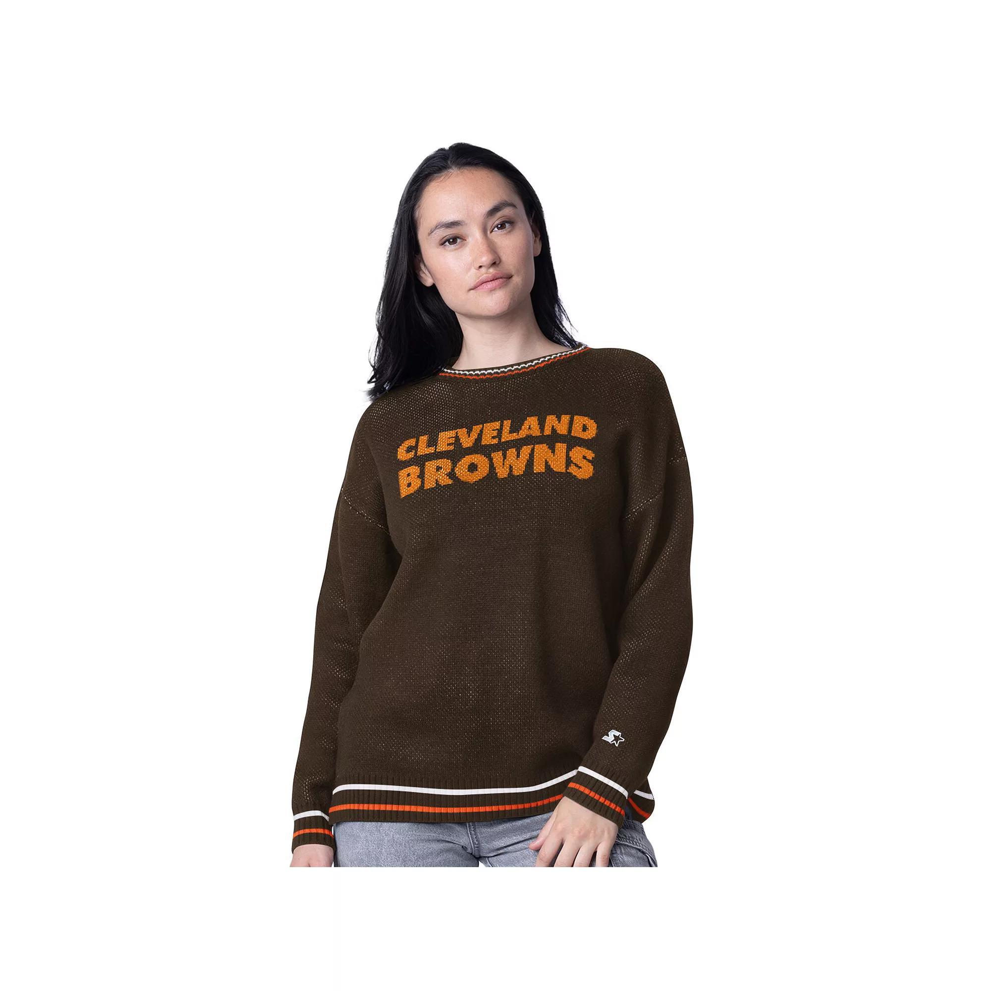 Women's Starter Black Pittsburgh Steelers Ladies On the Ball Intarsia Pullover Sweater, Size: Medium Product Image
