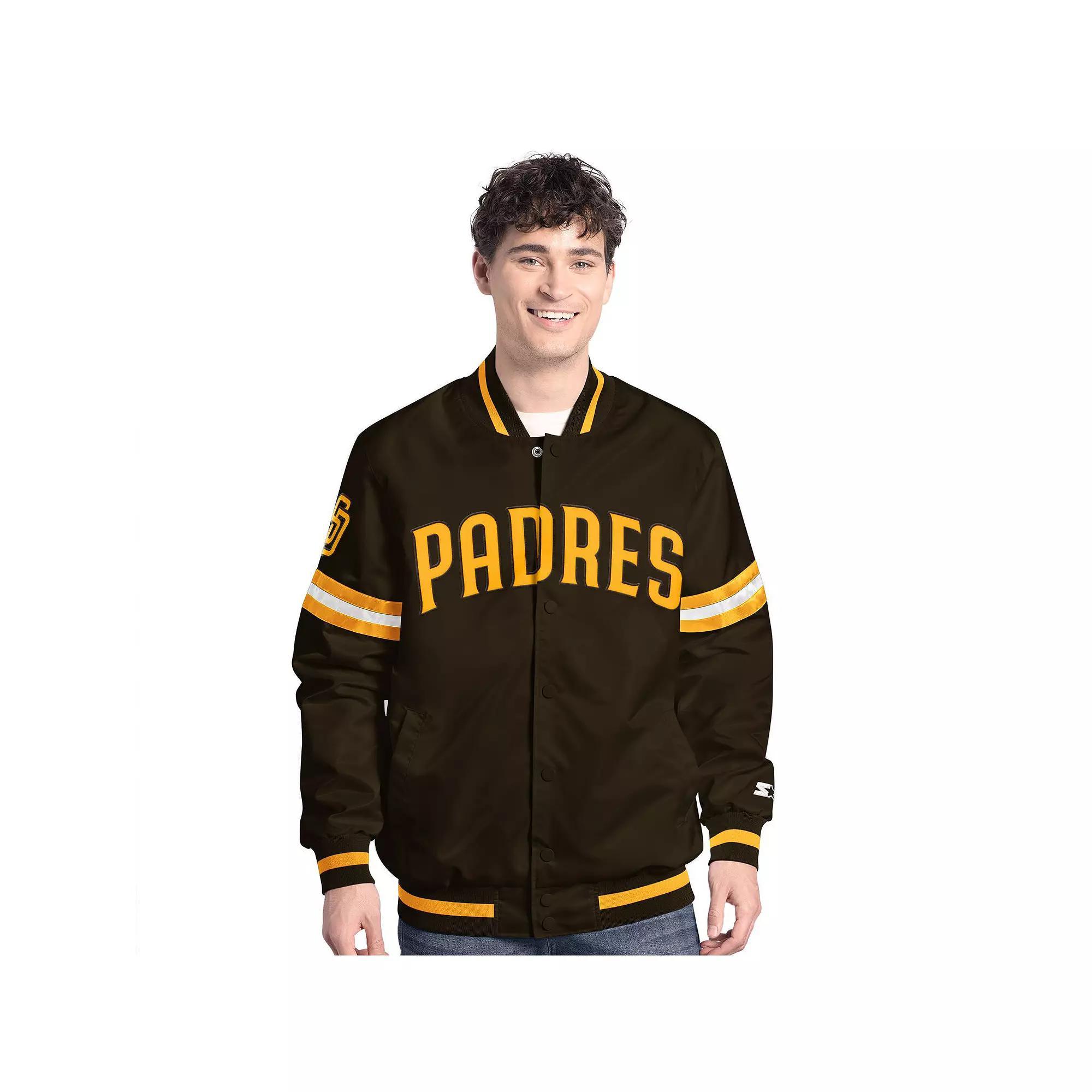 Men's Starter Purple/Gold Los Angeles Lakers Scout Full Snap Varsity Jacket, Size: Large Product Image