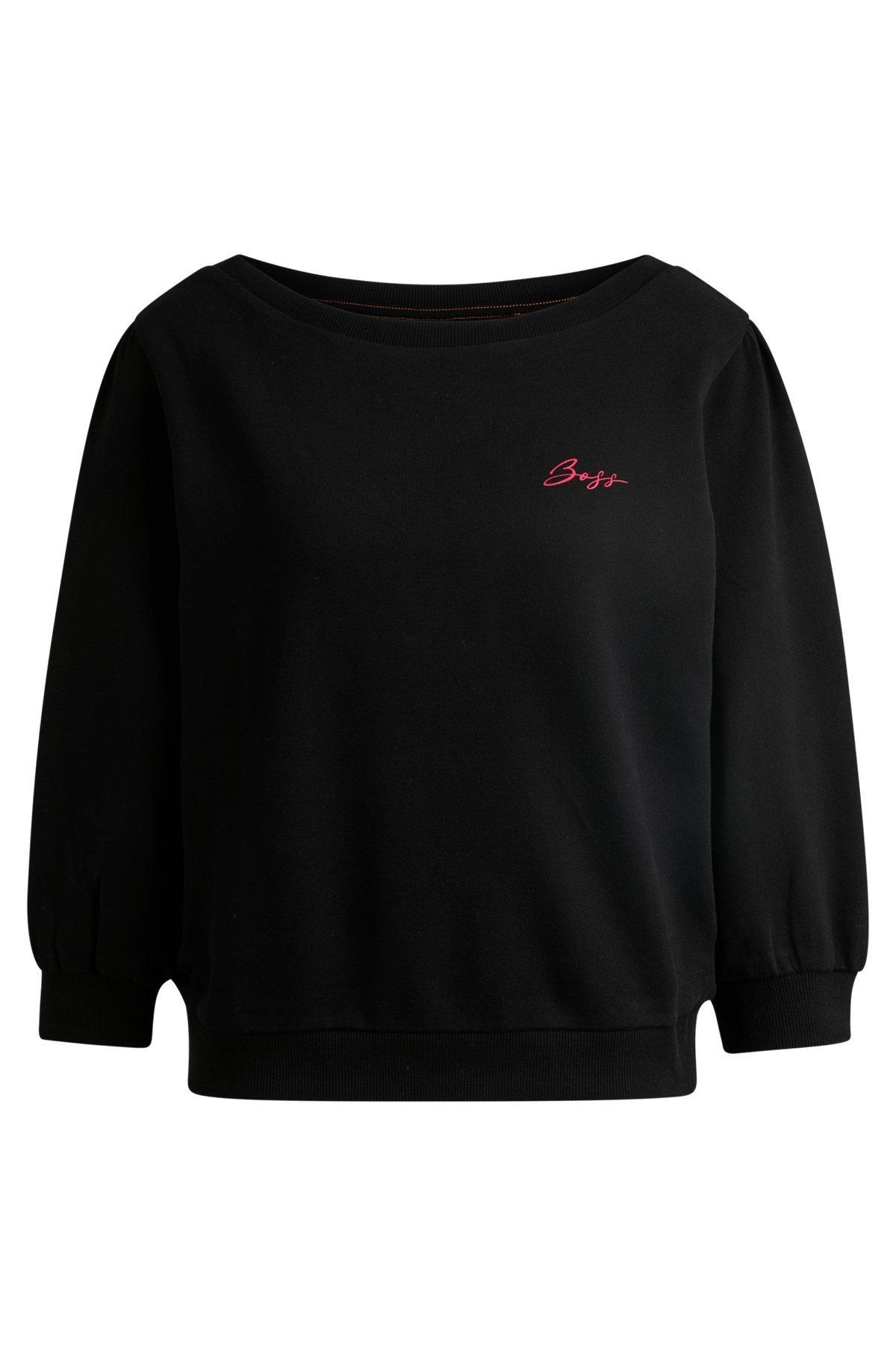 BOSS - Cotton-terry sweatshirt with logo detail - Black Product Image
