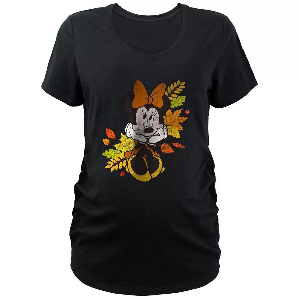 Disney's Minnie Mouse Autumn Leaves Maternity Graphic Tee, Women's, Size: XXL-MAT, Black Product Image