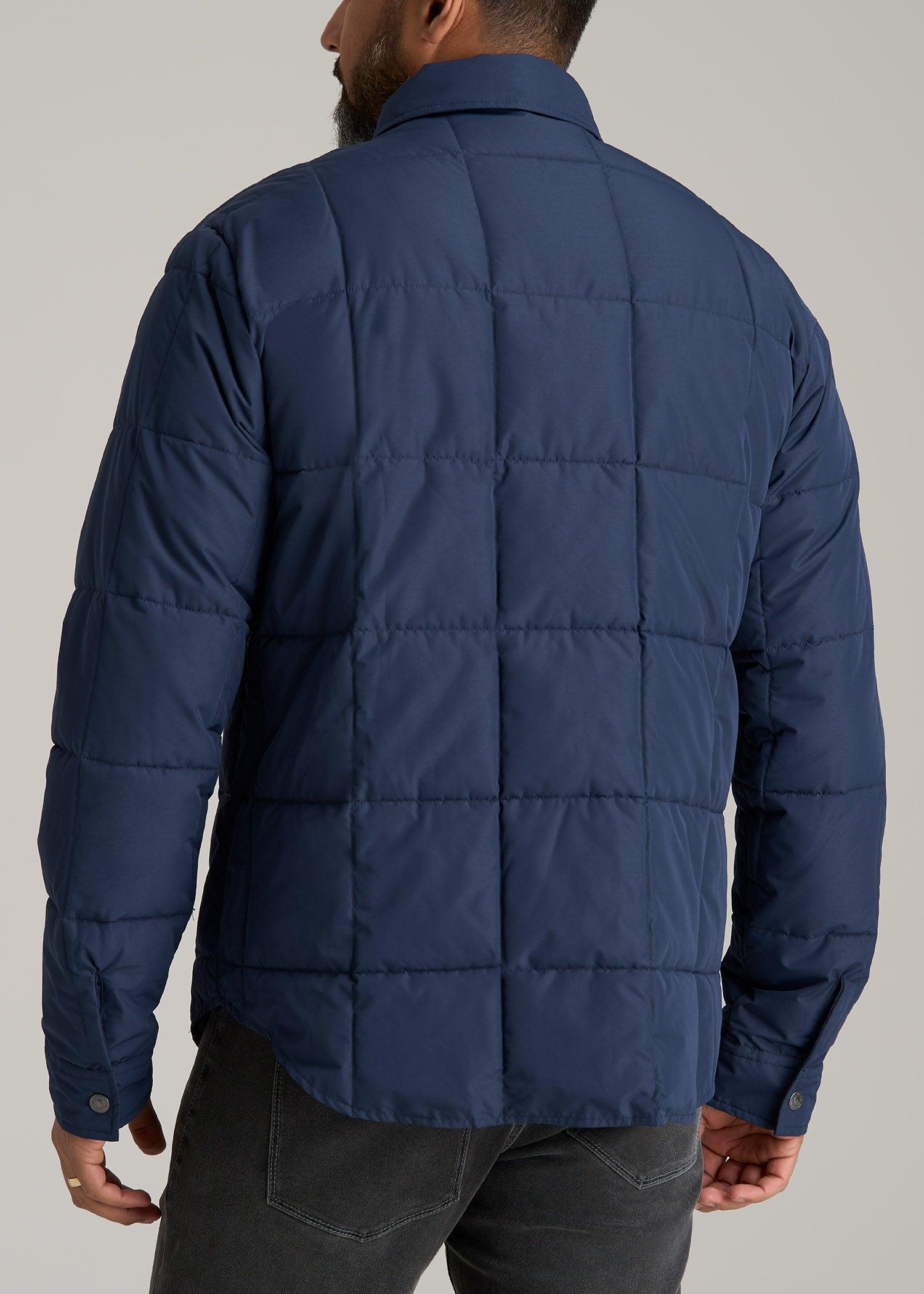 LJ&S Puffer Shirt Jacket for Tall Men in Marine Blue Product Image