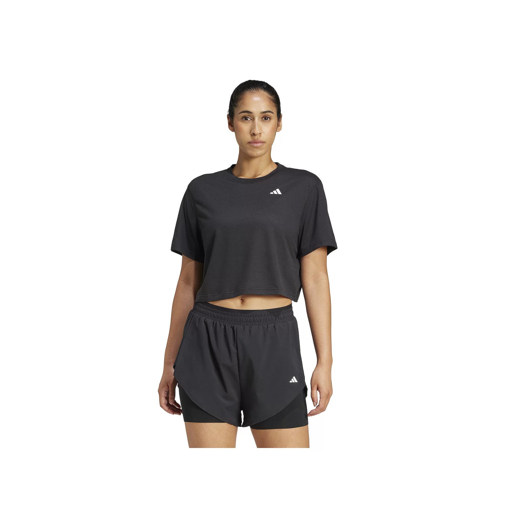 Women's adidas Essentials Boxy Cropped Training T-Shirt, Size: Medium, Black Product Image