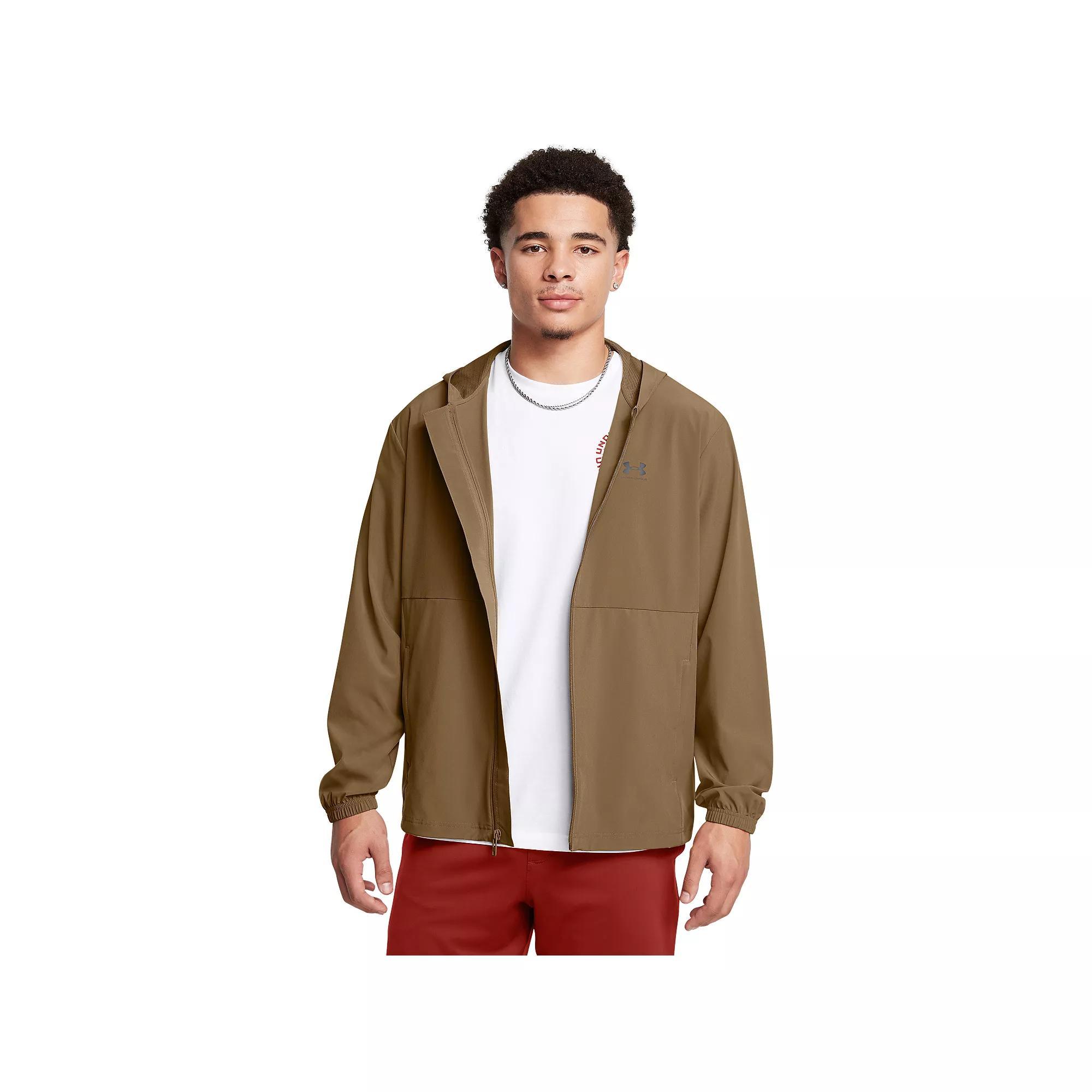 Men's Under Armour Vibe Woven Hooded Windbreaker Jacket, Size: XXL, Marine Od Green Product Image