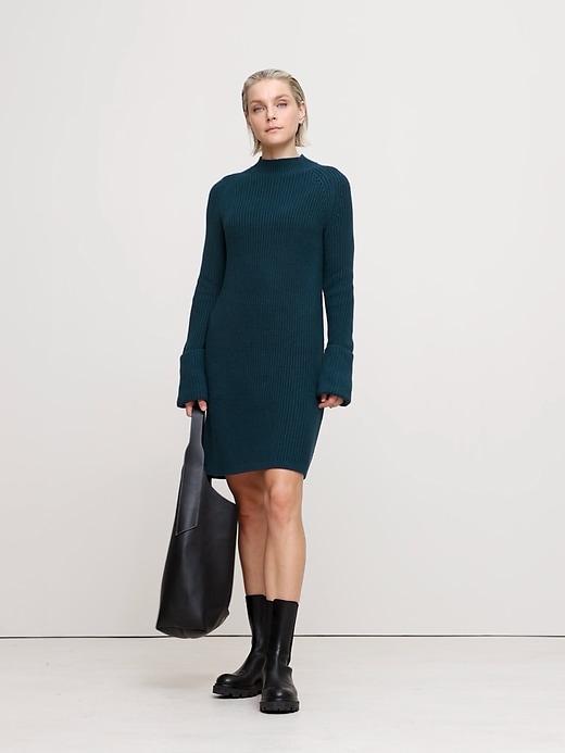 Cotton-Wool Mock-Neck Mini Sweater Dress Product Image