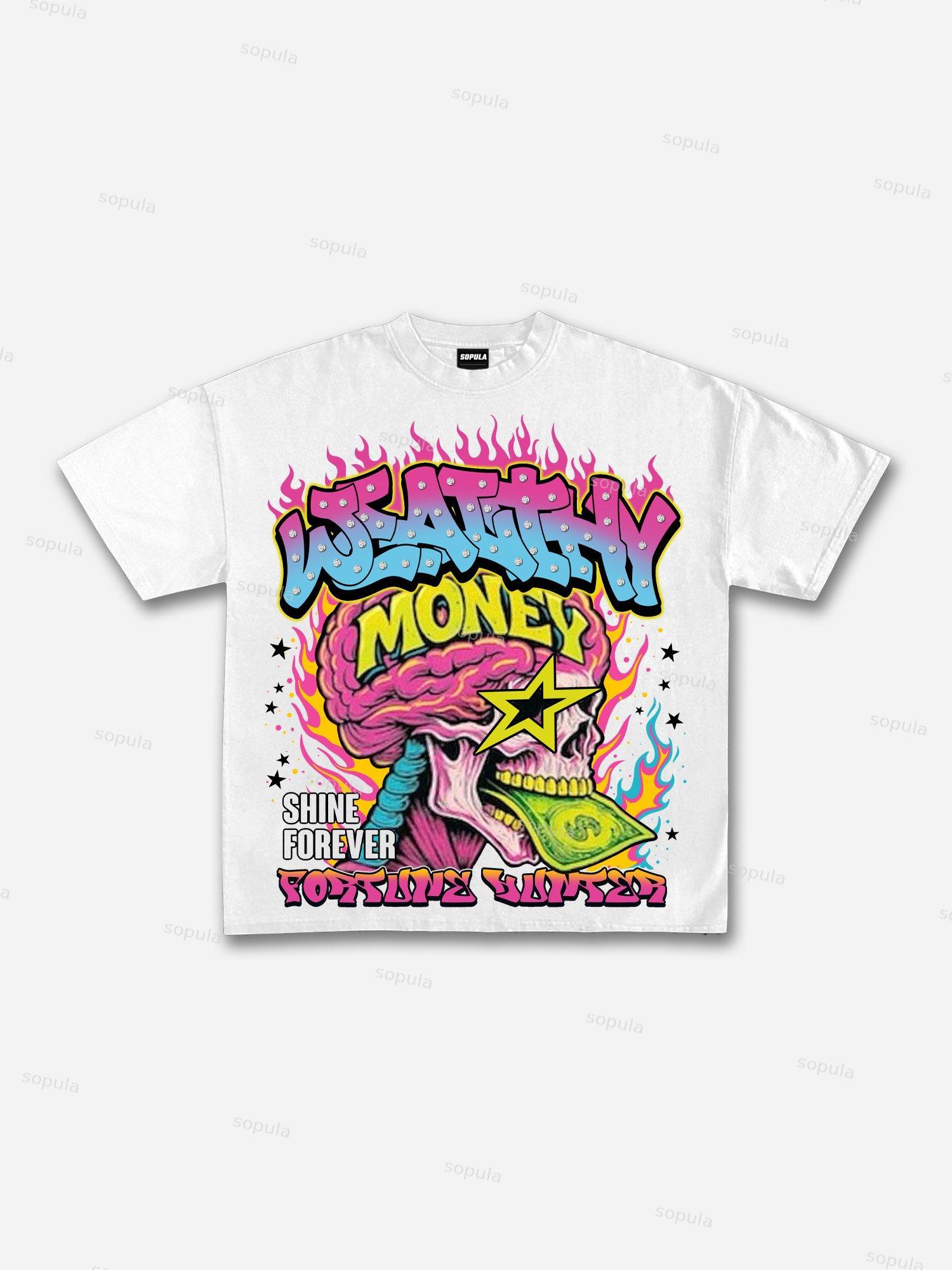 Abstract Cartoon Pentagram Graphic Cotton T-shirt Product Image
