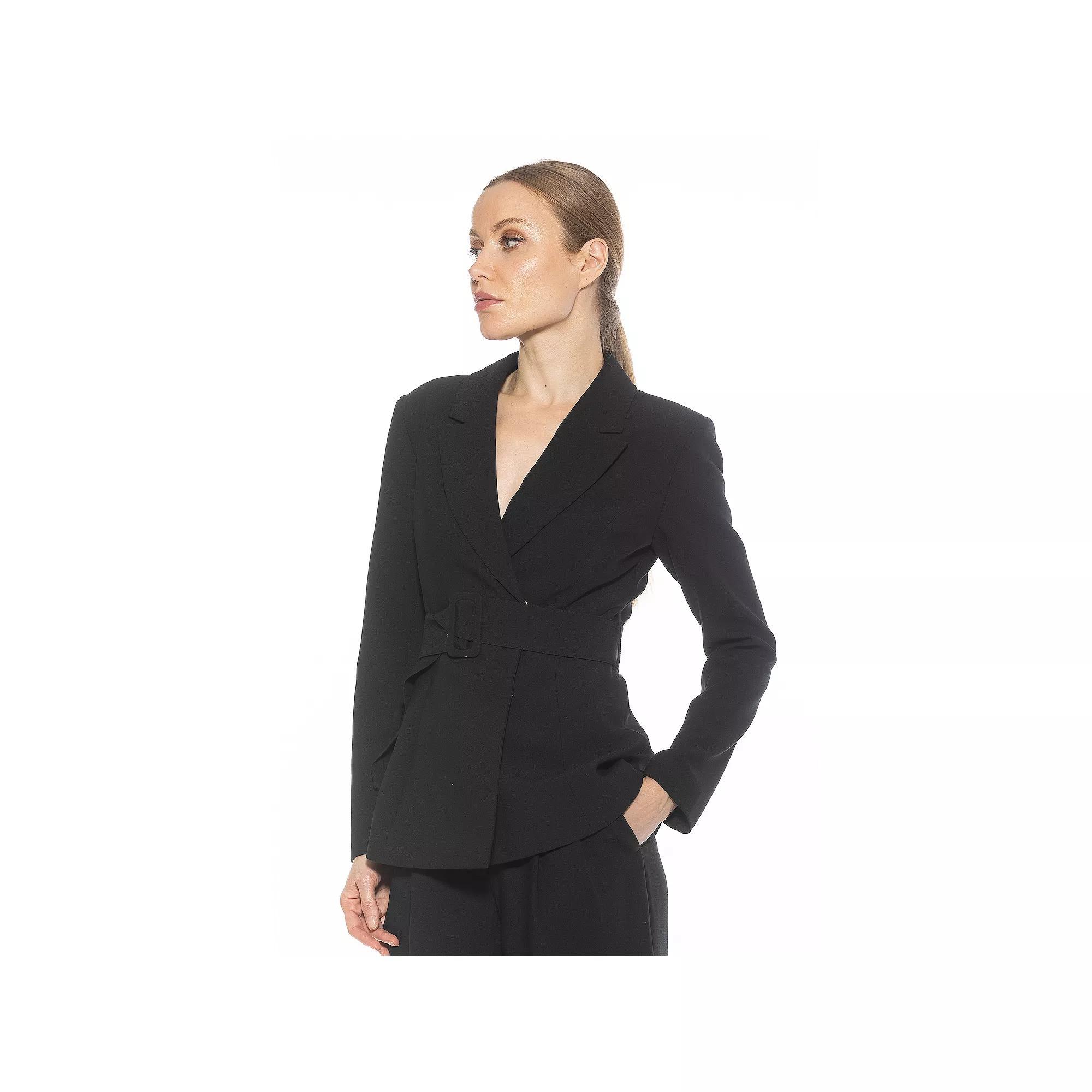 Women's ALEXIA ADMOR Janna Long Sleeve Longline Blazer with Belted Waist, Size: 6, Brown Product Image