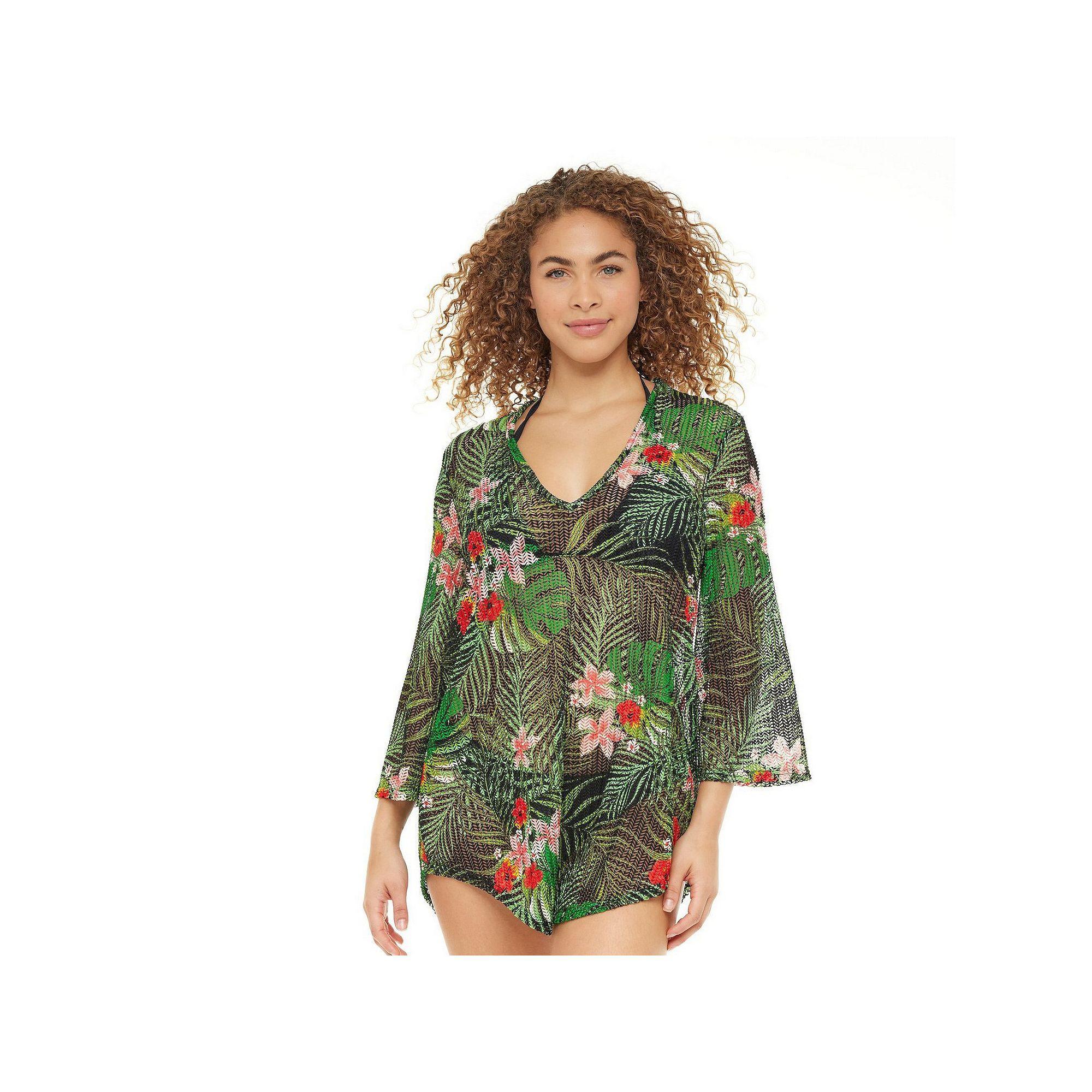 Women's Jordan Taylor Flowy Print Coverup Swimdress, Size: Medium, Green Team Product Image