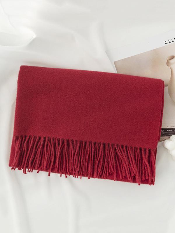 Keep Warm Solid Color Tasseled Shawl&Scarf Product Image
