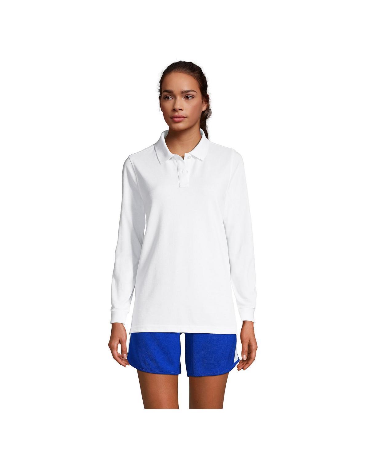 Womens Tall Lands End School Uniform Long Sleeve Mesh Polo Shirt Product Image