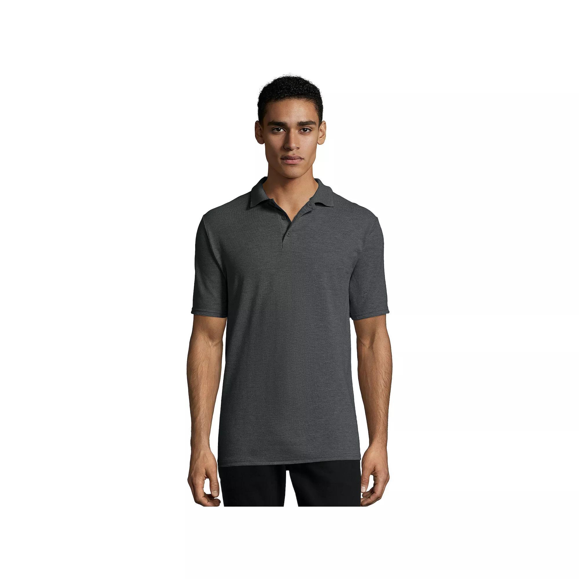 Men's Hanes® X-Temp Fresh IQ Classic-Fit Pique Polo, Size: Small, Grey Heather1 Product Image