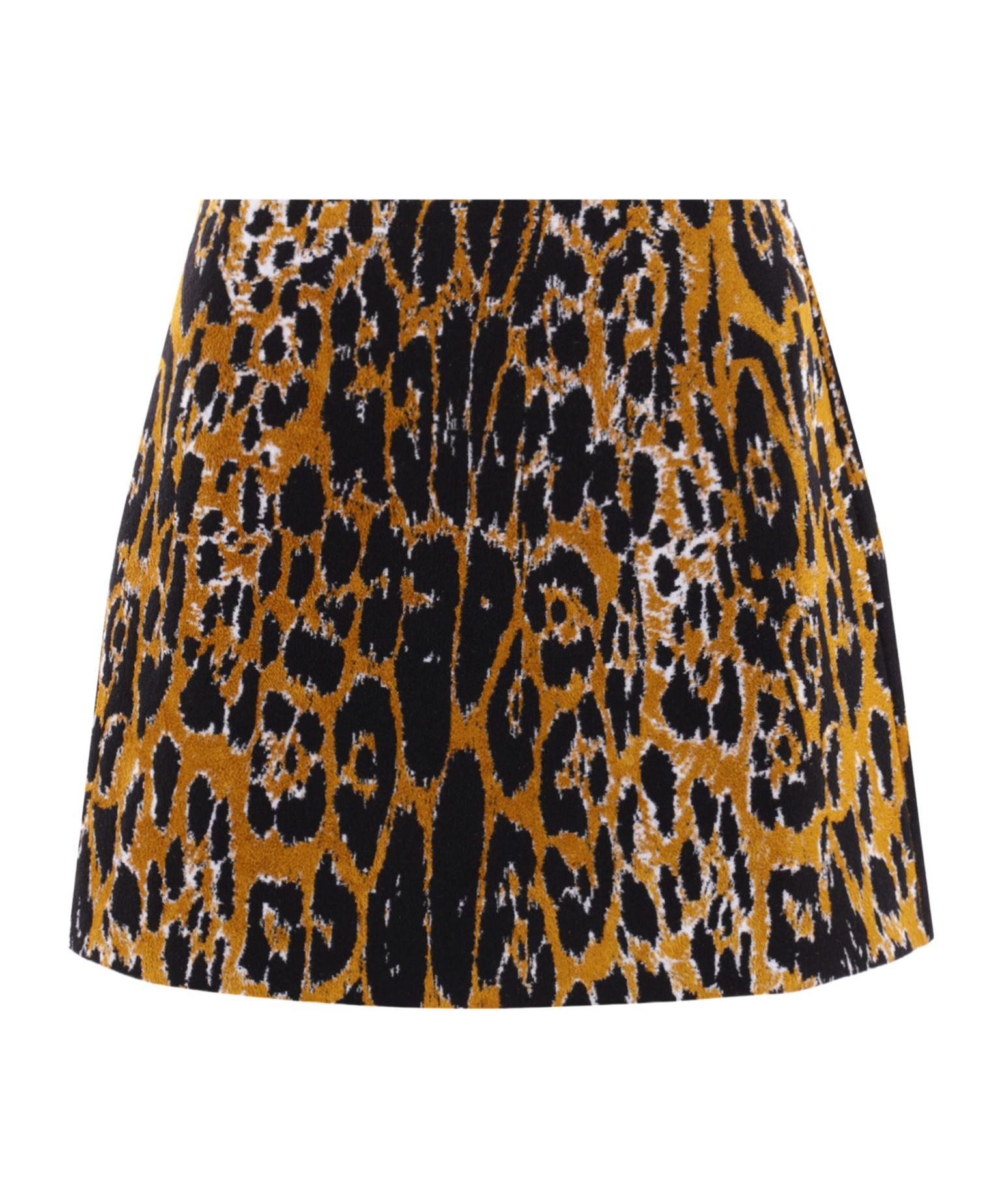ALAÏA Leopard Printed Jacquard Knit Mini Skirt In Animal Product Image