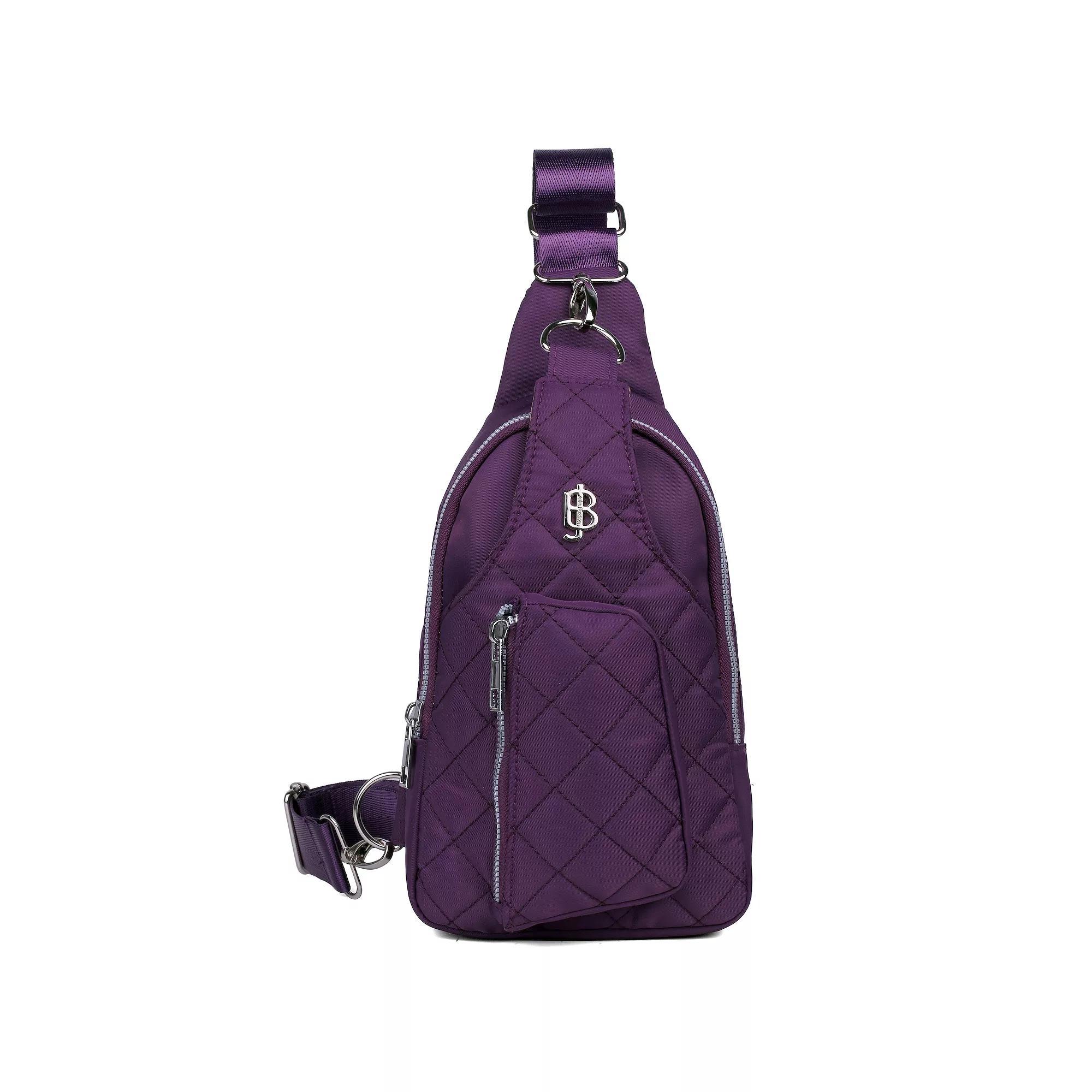 Womens Julia Buxton Nylon Quilted Sling Bag, Purple Product Image