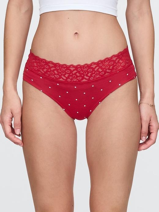 Organic Stretch Cotton Lace-Trim Hipster Product Image