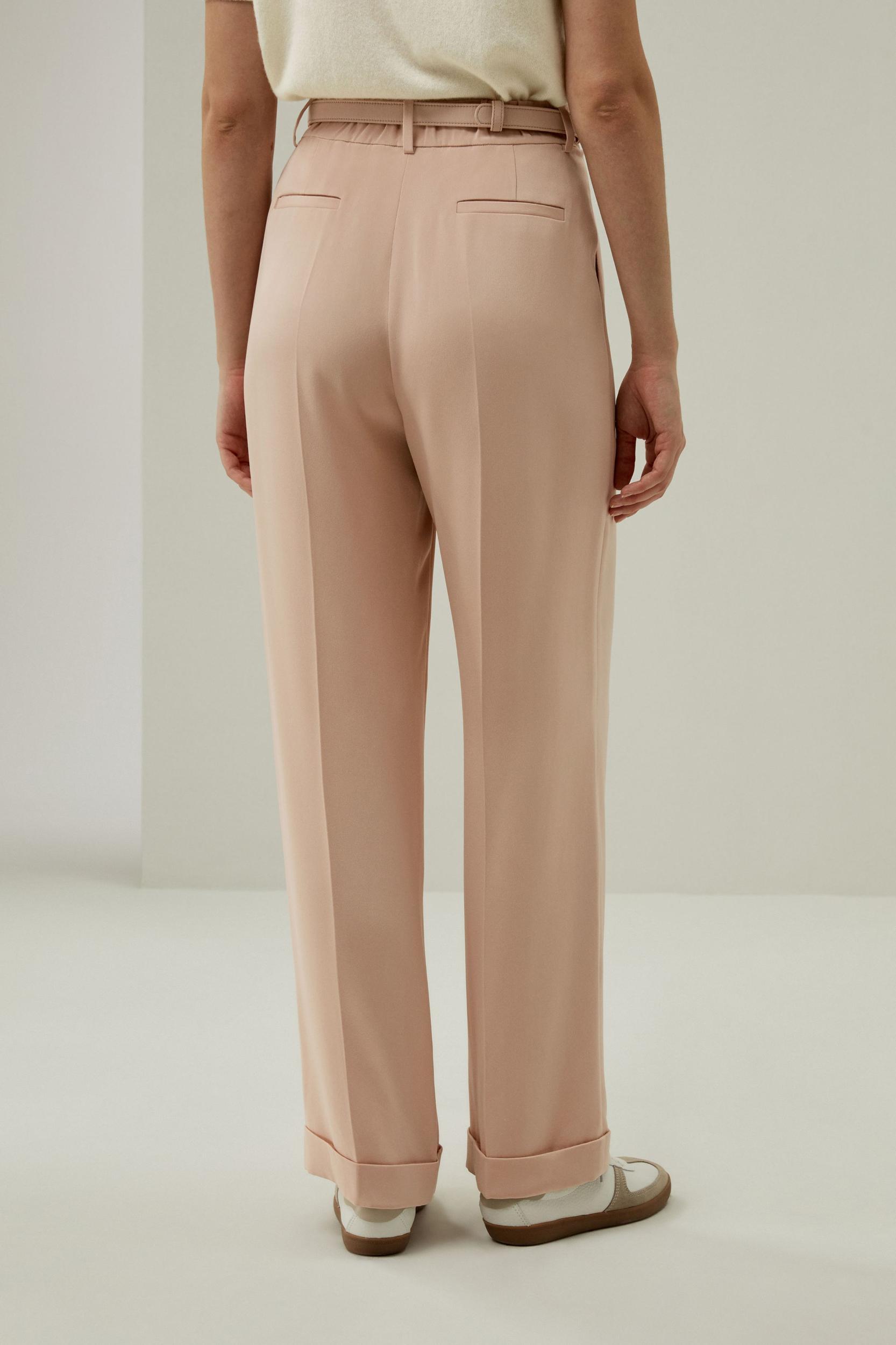 Mahogany Rose Silk Straight-Leg Trousers Product Image