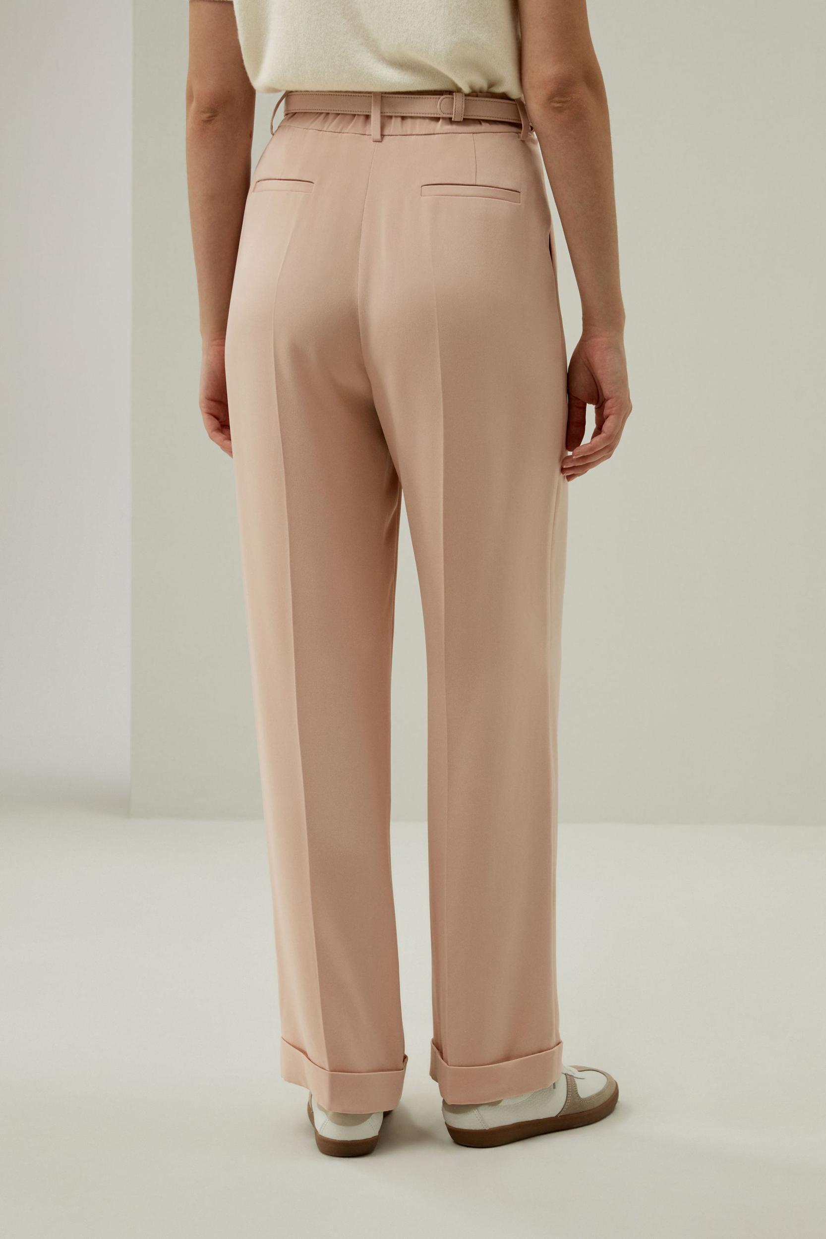 Mahogany Rose Silk Straight-Leg Trousers Product Image