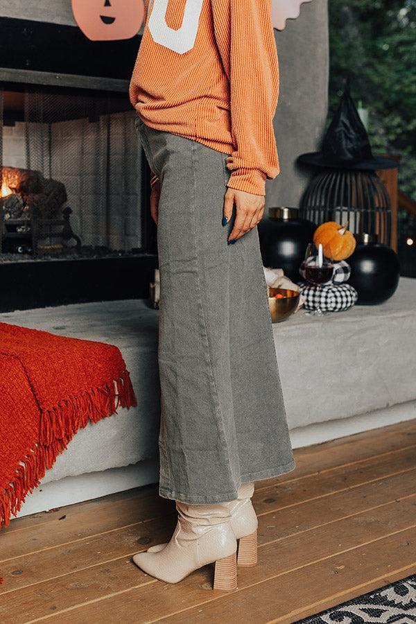 The Bristol High Waist Denim Skirt In Army Green Product Image