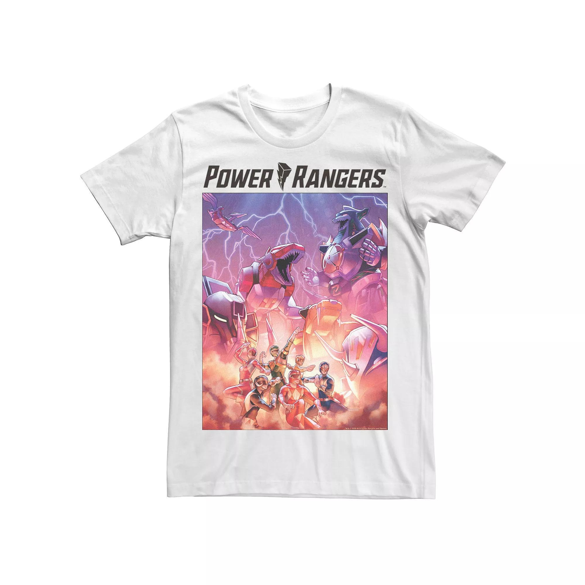 Men's Power Rangers Battle Mech Poster Tee, Size: Large, White Product Image
