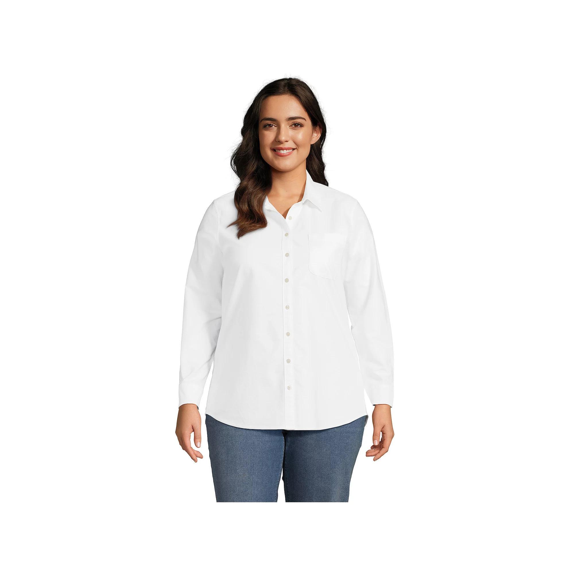 Womens Lands End Long Sleeve Classic Oxford Dress Shirt Product Image