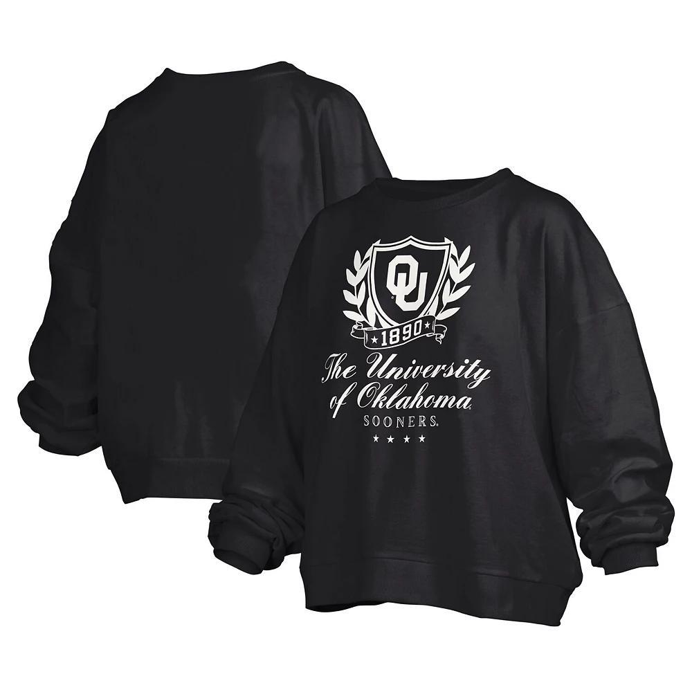 Women's Pressbox Black Oklahoma Sooners Big Aug Script Janice Oversized Pullover Sweatshirt, Size: 2XL Product Image