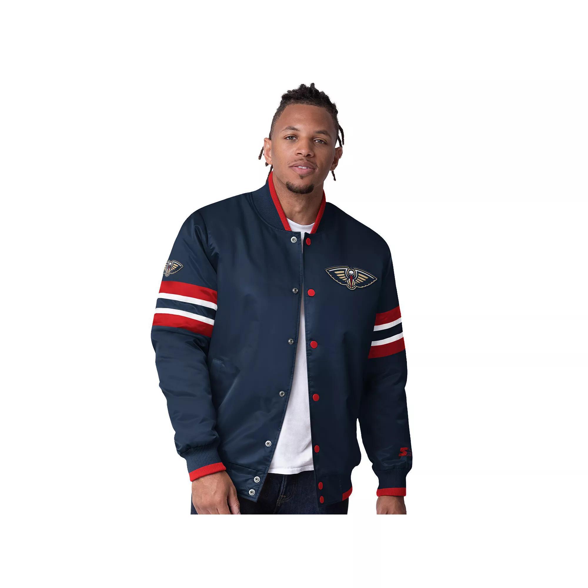 Men's Starter Black Miami Heat Scout Varsity Satin Full-Snap Jacket, Size: 2XL Product Image