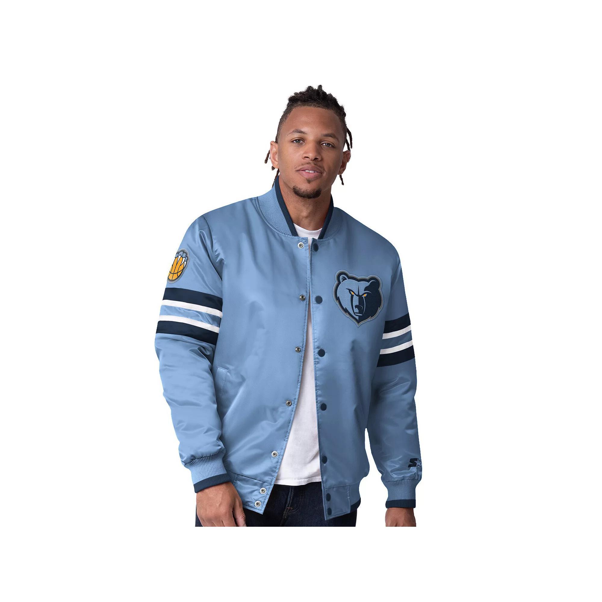 Men's Starter Light Blue Memphis Grizzlies Scout Varsity Satin Full-Snap Jacket, Size: Medium, Grz Light Product Image