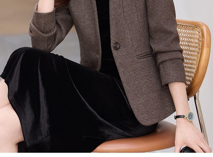 Collarless Plain Single Button Blazer Product Image