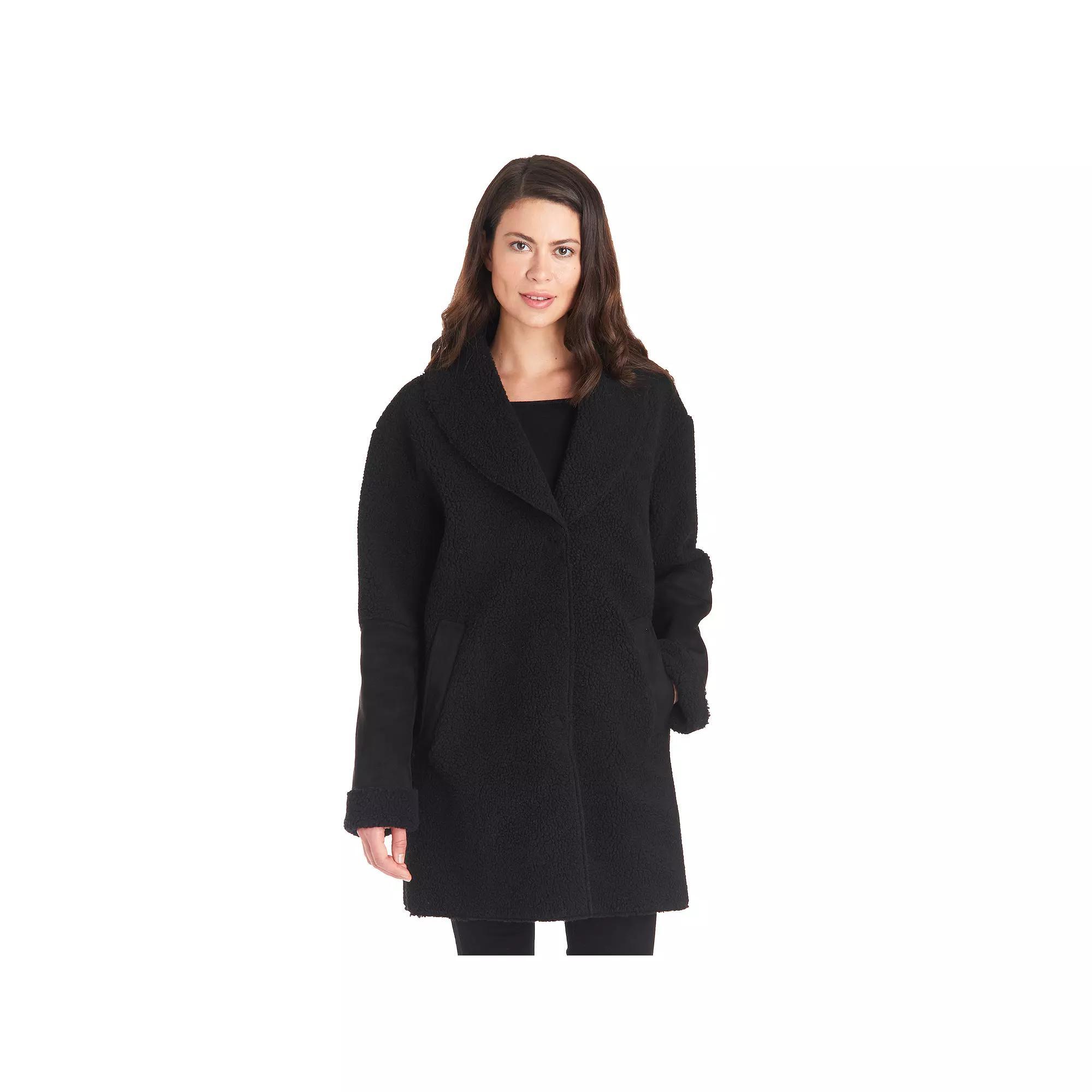 Womens Fleet Street Faux-Shearling Shawl Collar Coat Green Product Image