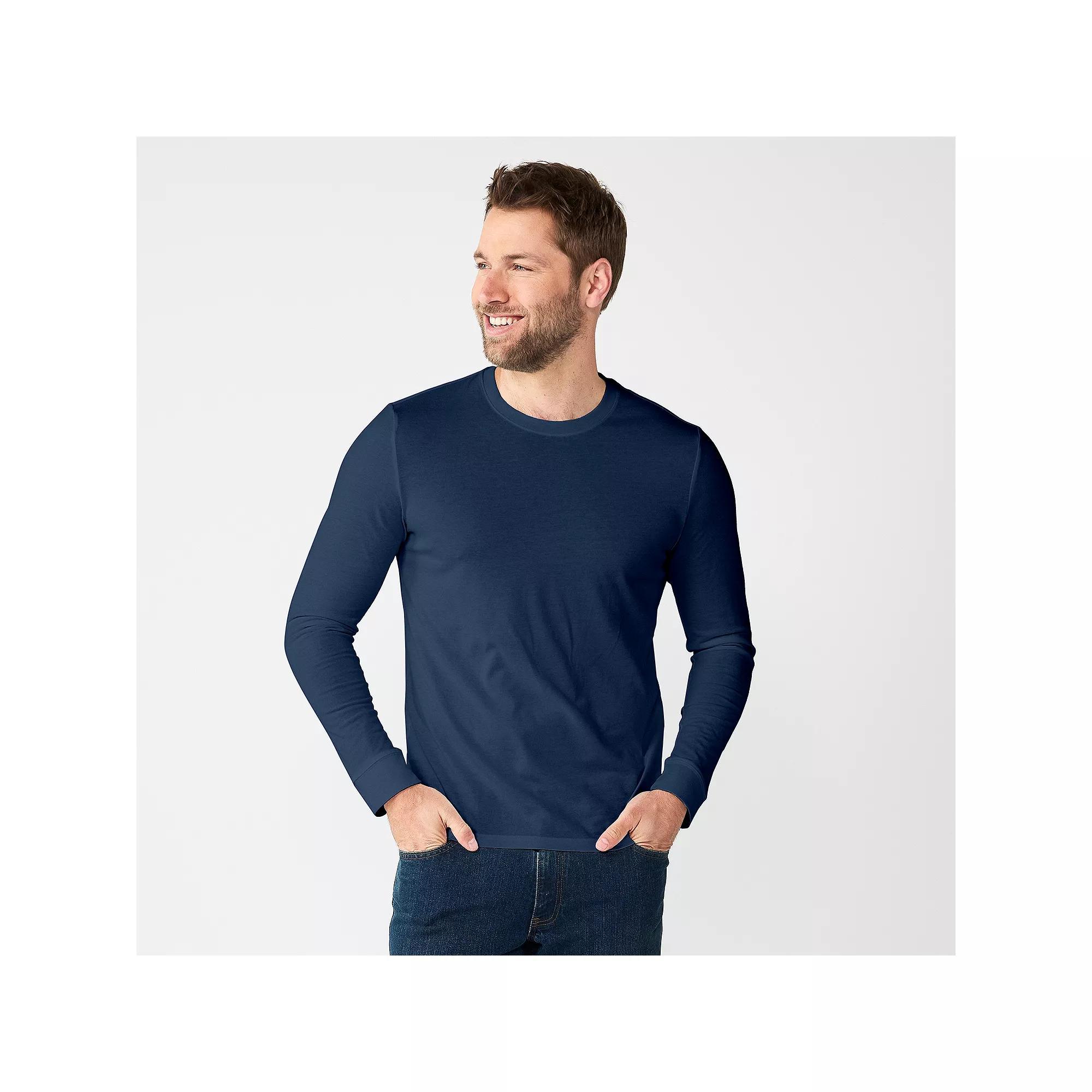 Men's Sonoma Goods For Life® Supersoft Long Sleeve Crewneck Tee, Size: Medium, Mineral Blue Product Image