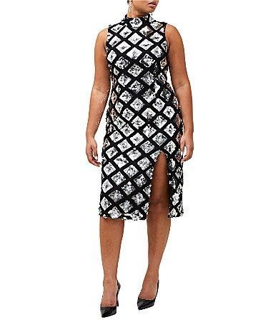 French Connection high neck embellished midi dress Product Image