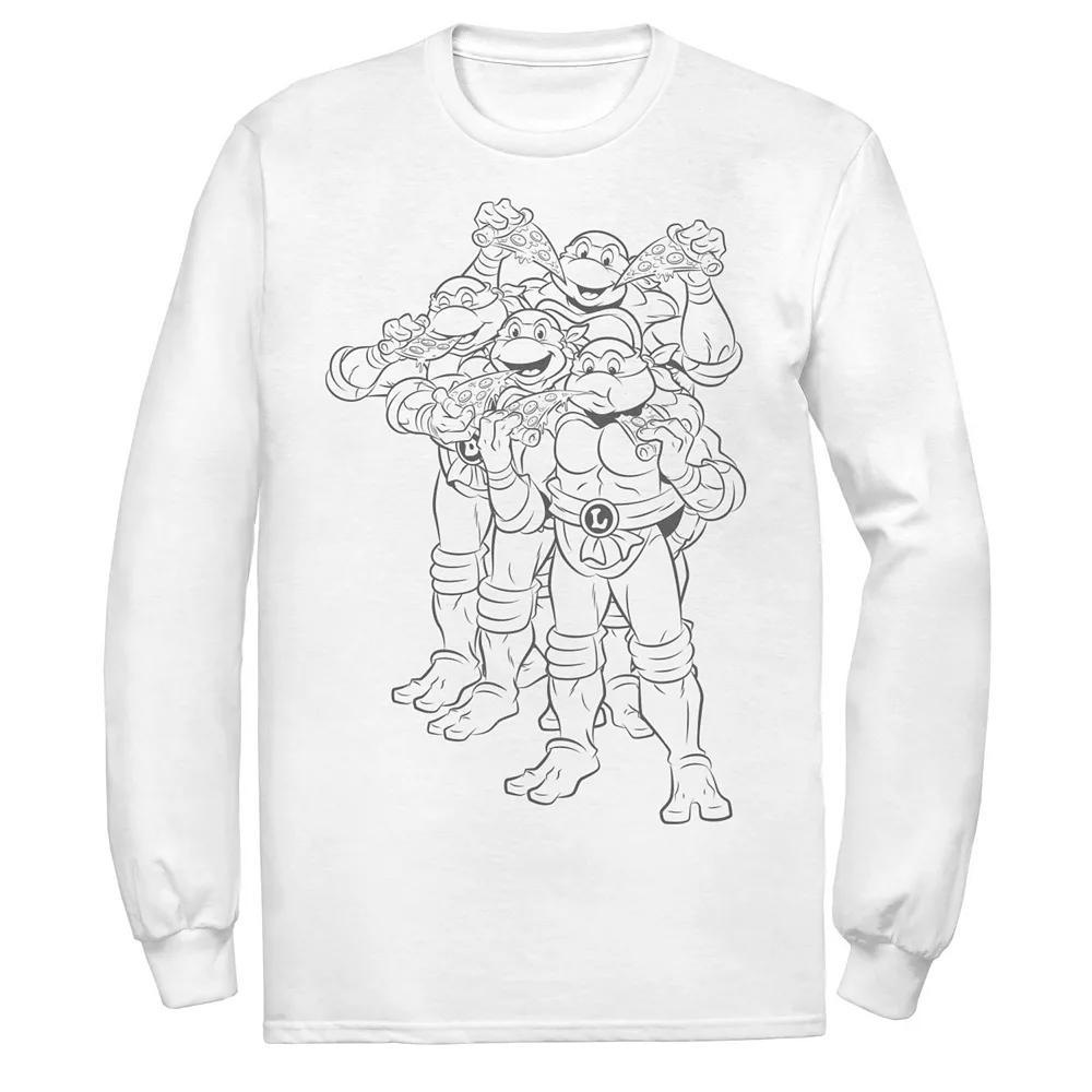 Men's Ninja Turtles Outline Group Shot Long Sleeve Tee, Size: XXL, Silver Product Image