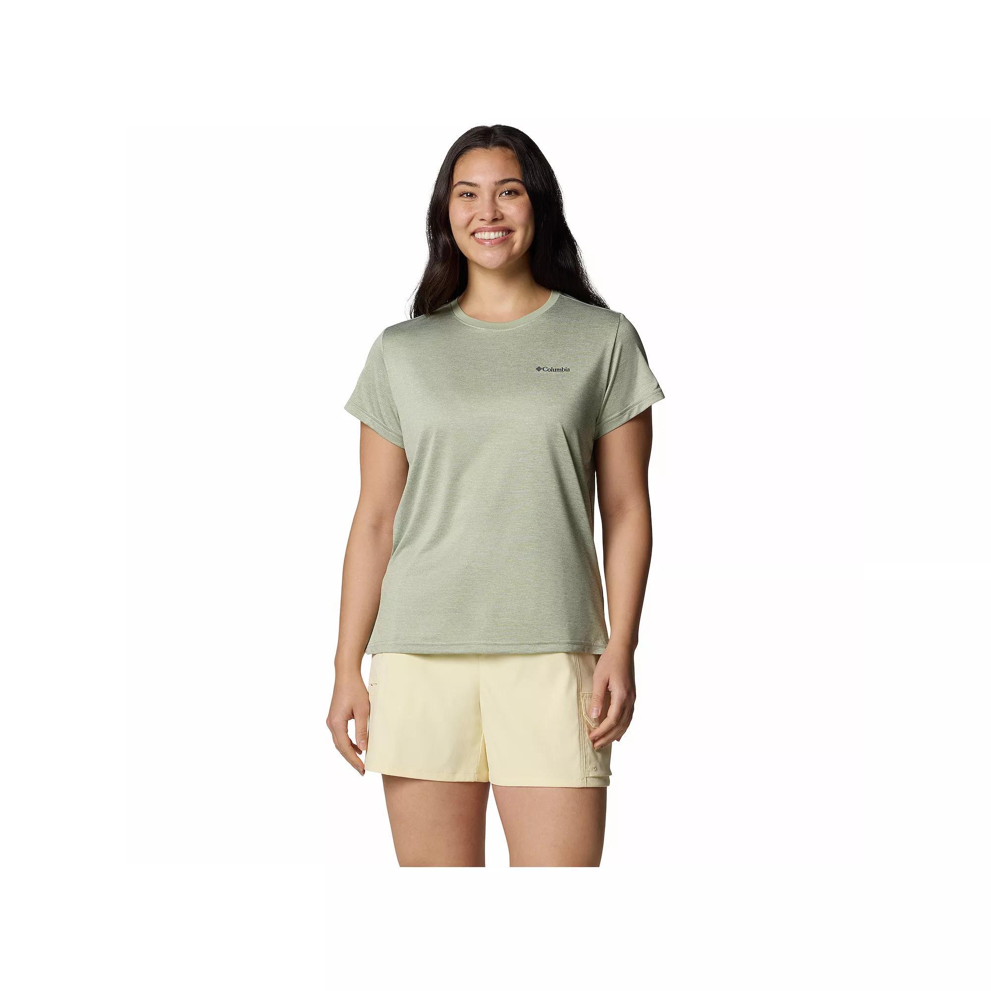 Women's Columbia Bluevista Hill Short Sleeve Crewneck T-Shirt, Size: XL, Safari Grey Product Image