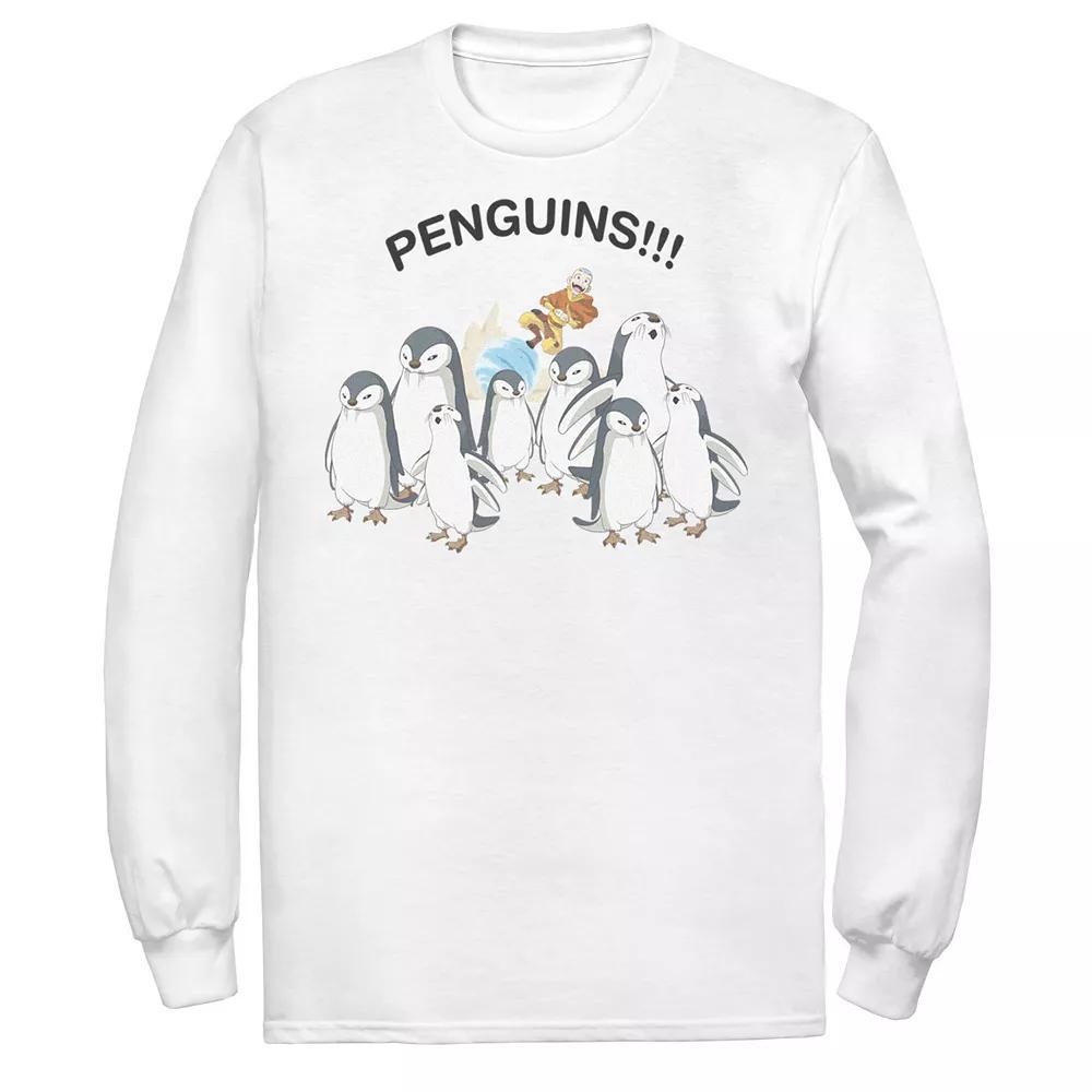 Men's Nickelodeon Avatar The Last Airbender Aang And Penguins!! Portrait Tee, Boy's, Size: Small, White Product Image