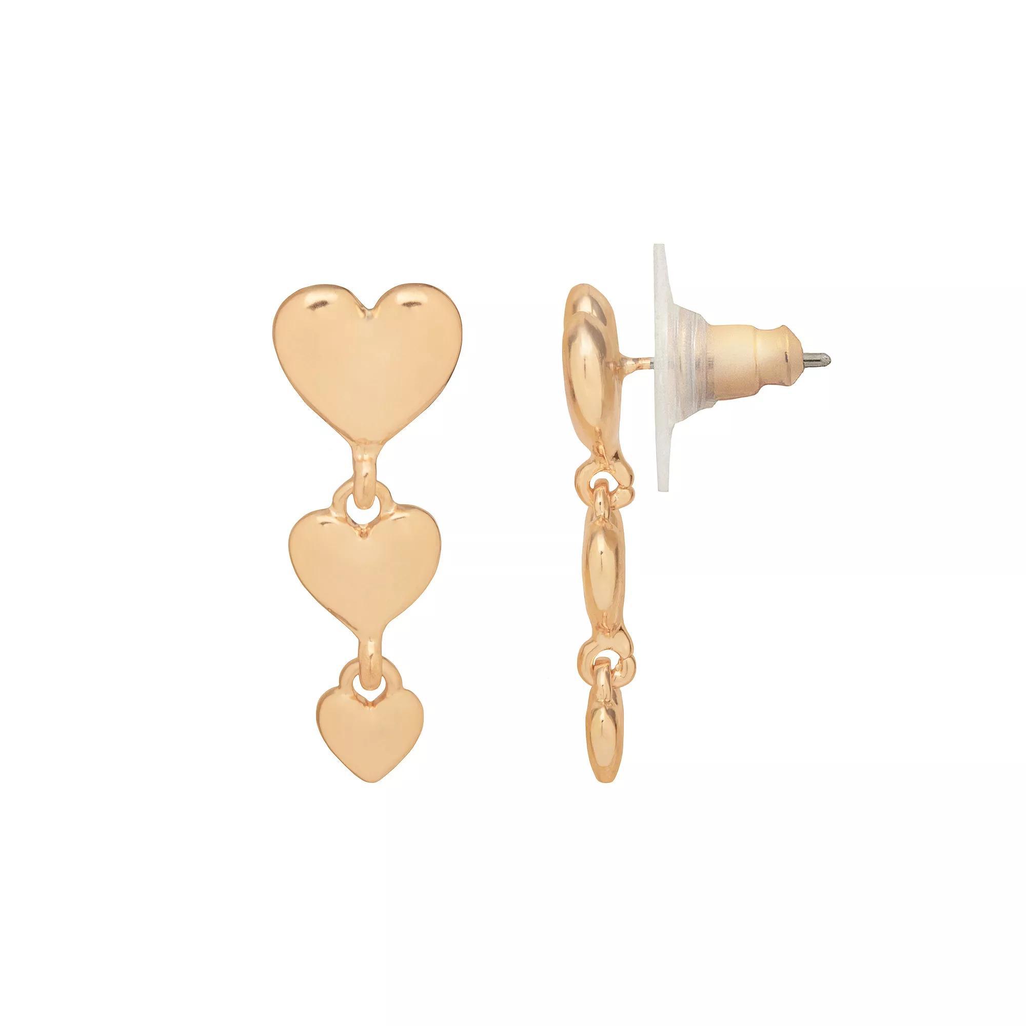 LC Lauren Conrad Heart Linear Drop Earrings, Women's, None Product Image