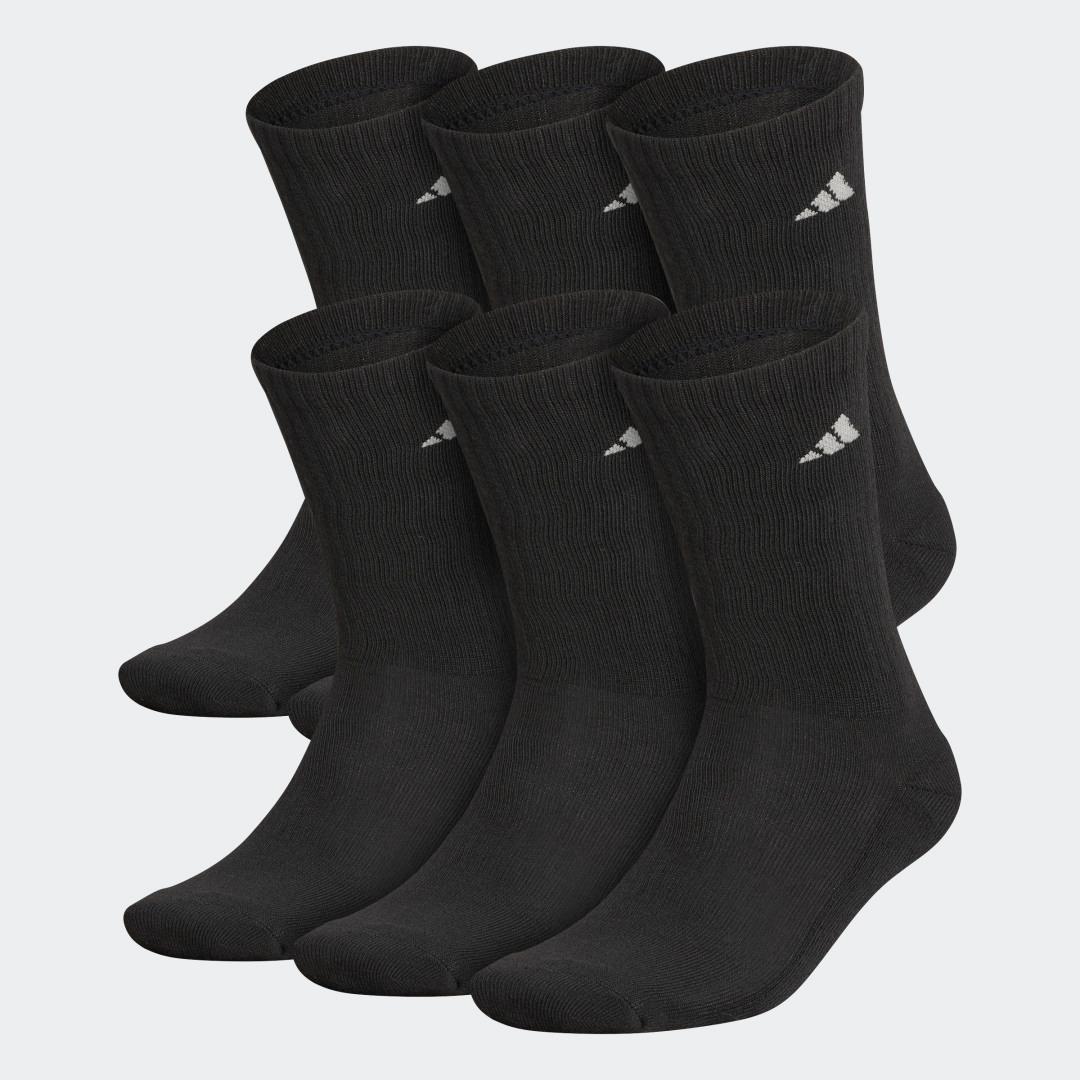 Men's adidas 6-pack Solid Color Athletic Cushioned Crew Socks, Size: 8-12, White Product Image
