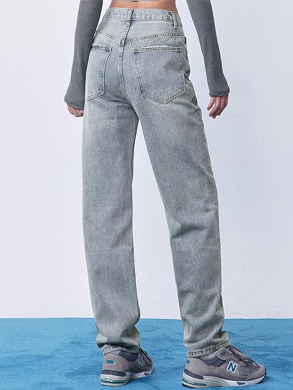 V Shape Waist Irregular Design Boyfriend Jeans Product Image
