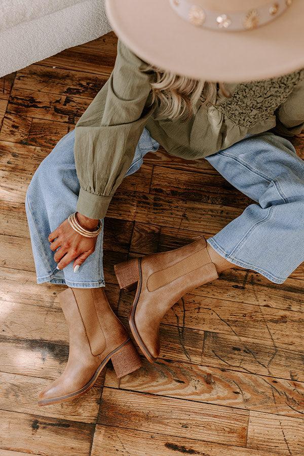 The Skylar Faux Leather Vintage Boot in Tan Product Image