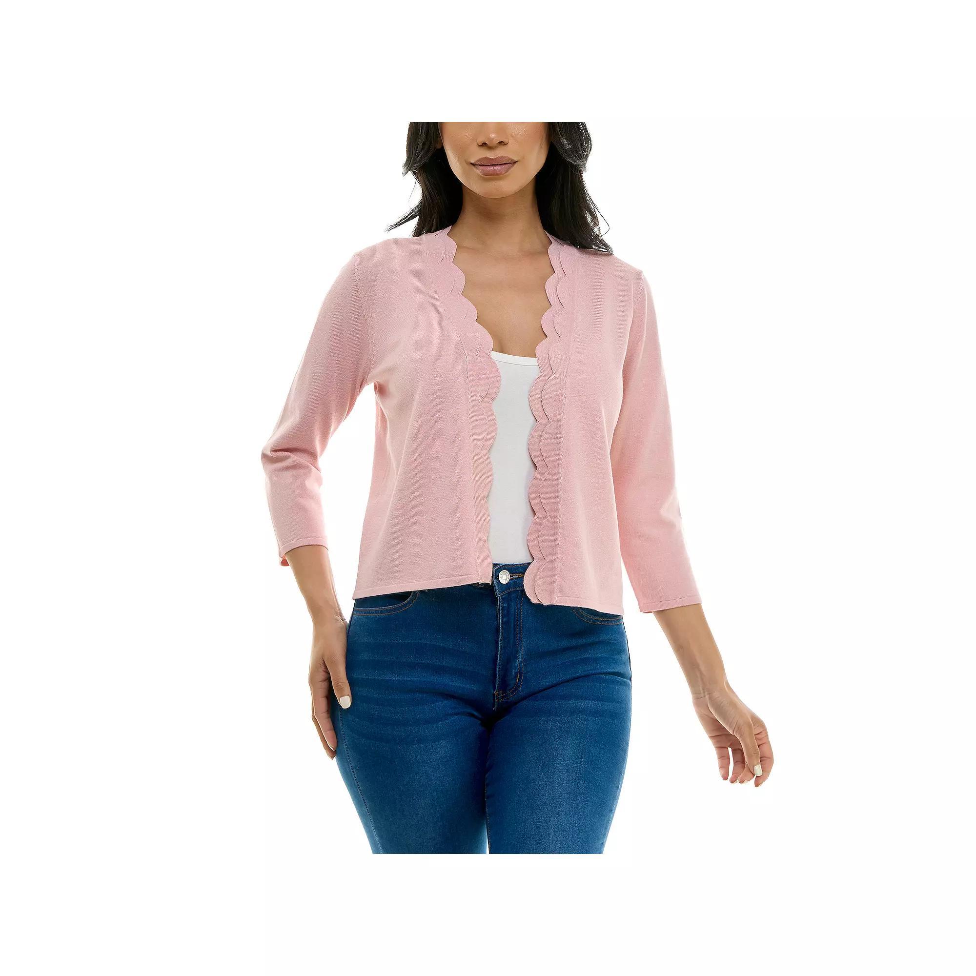 Womens Nina Leonard Scallop Hem Bolero Cardigan Product Image