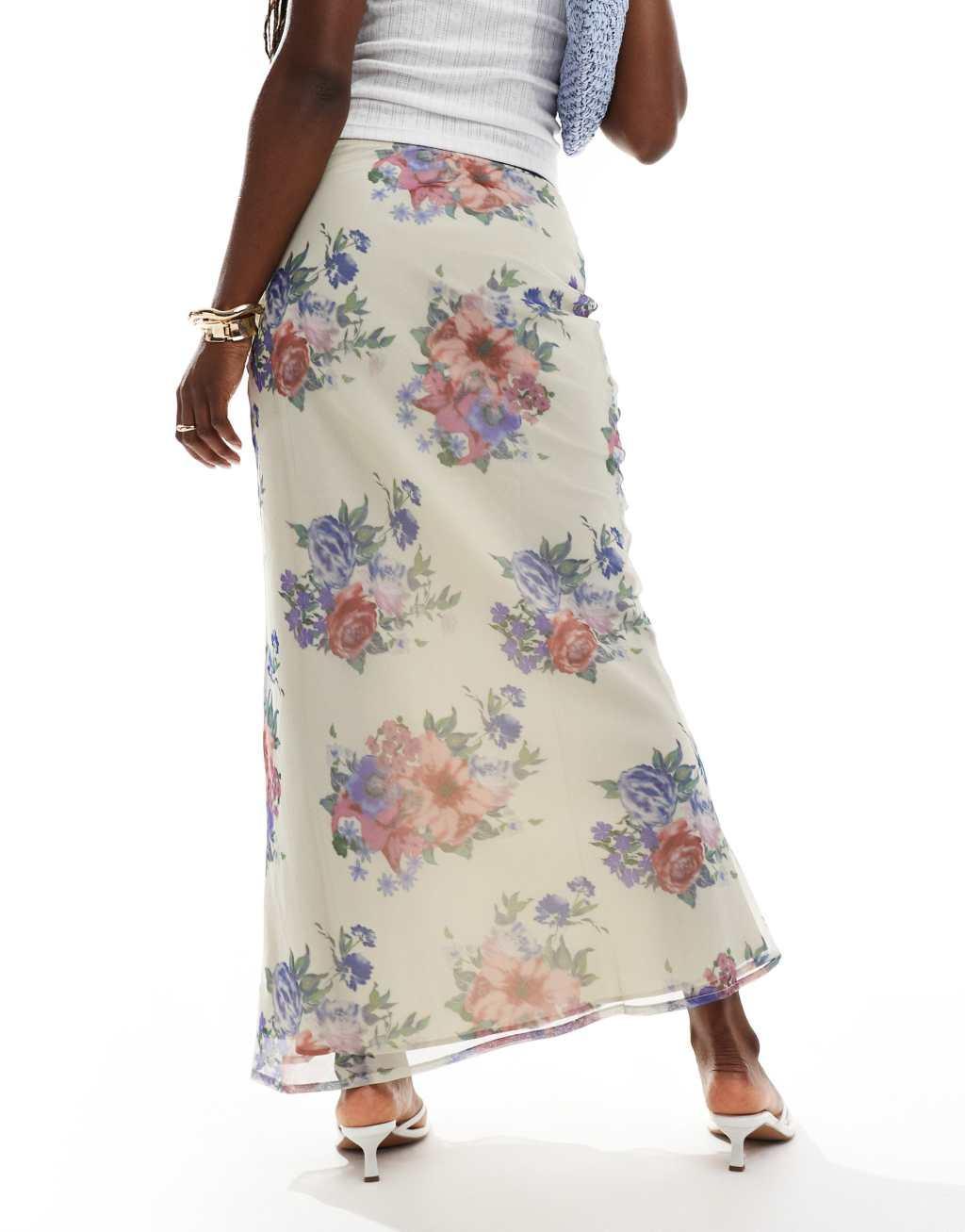 ASOS DESIGN chiffon maxi skirt print in vintage floral Product Image