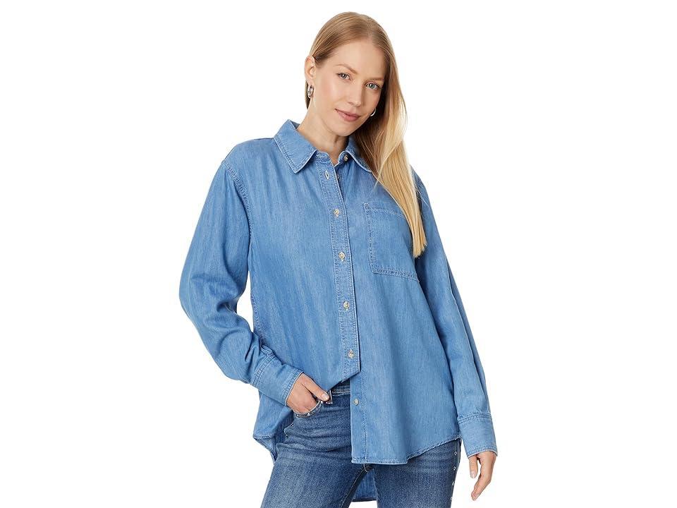 Womens Oversized Denim Button-Front Shirt Product Image