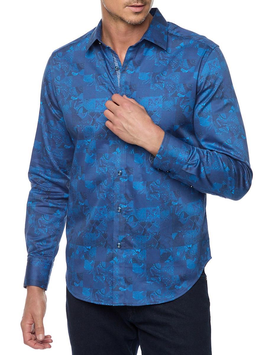 Mens Tourneau Paisley Stretch-Cotton Shirt Product Image