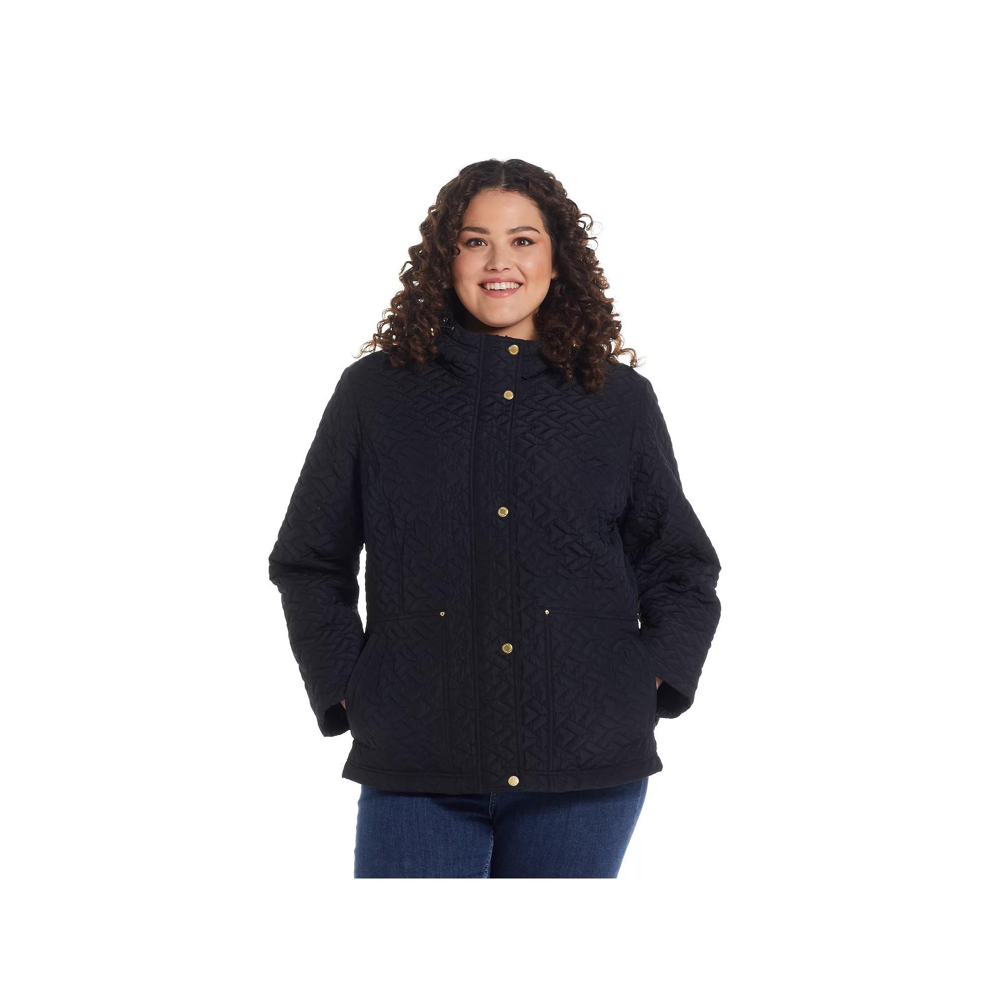 Plus Size Weathercast Hooded Quilted Jacket, Women's, Size: 1XL, Black Product Image
