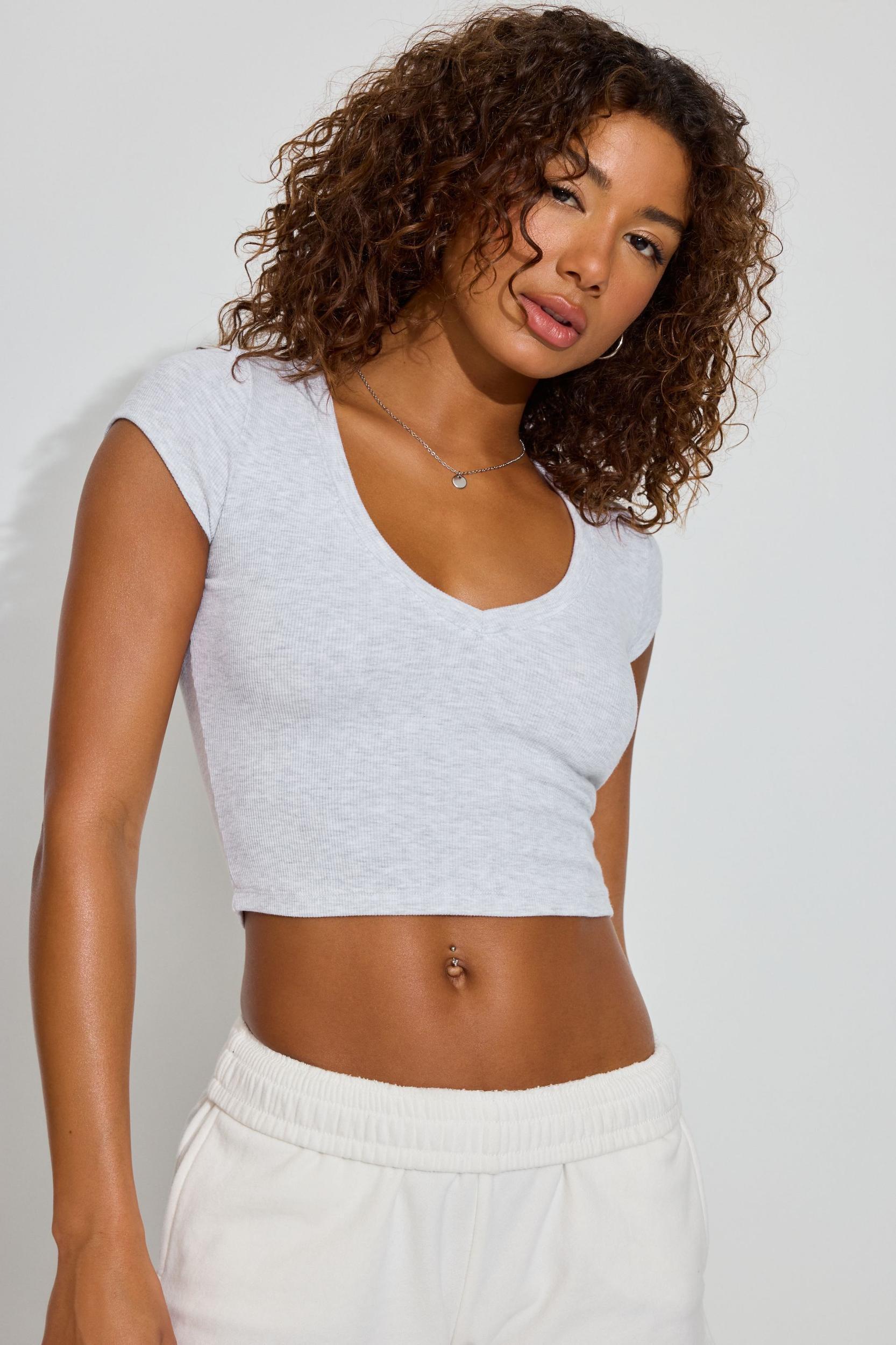 Sleek Deep V Neck T Shirt Product Image