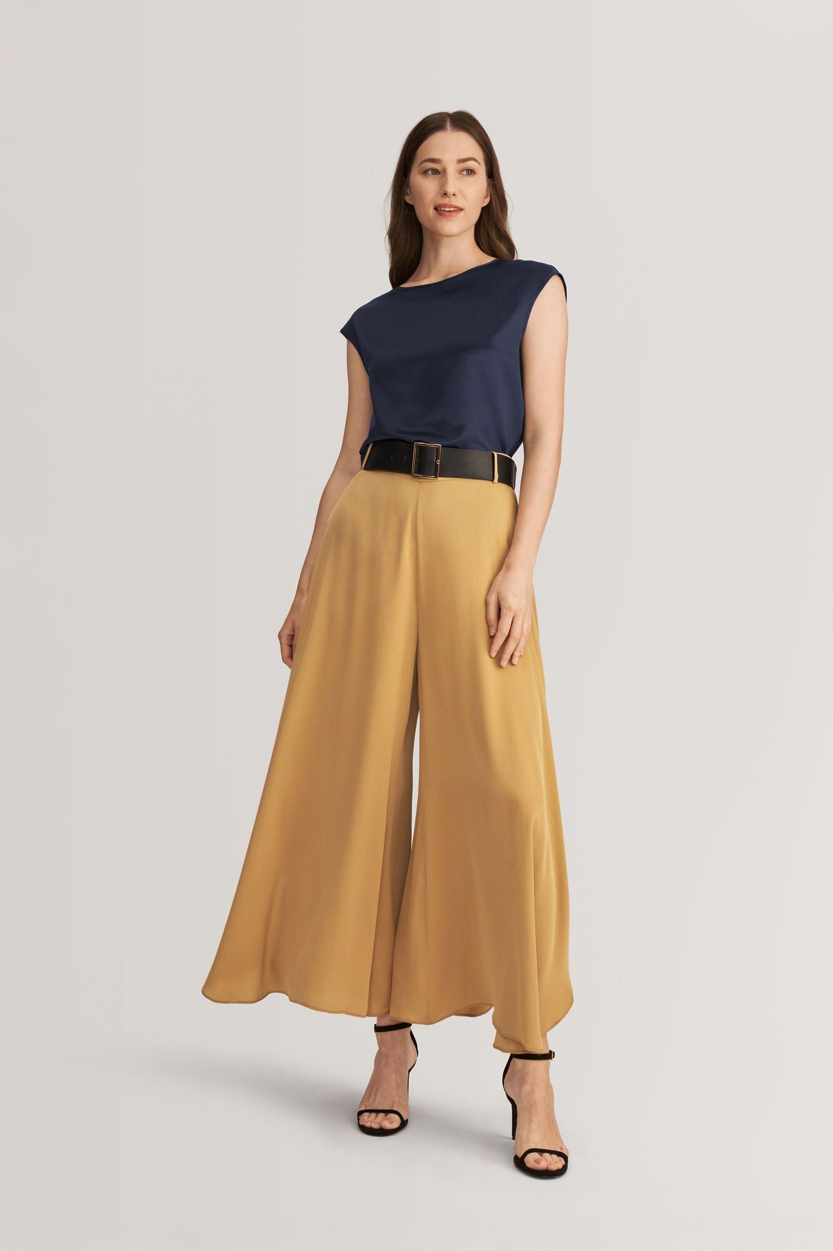 Basic Cap Sleeves Silk Tee Product Image