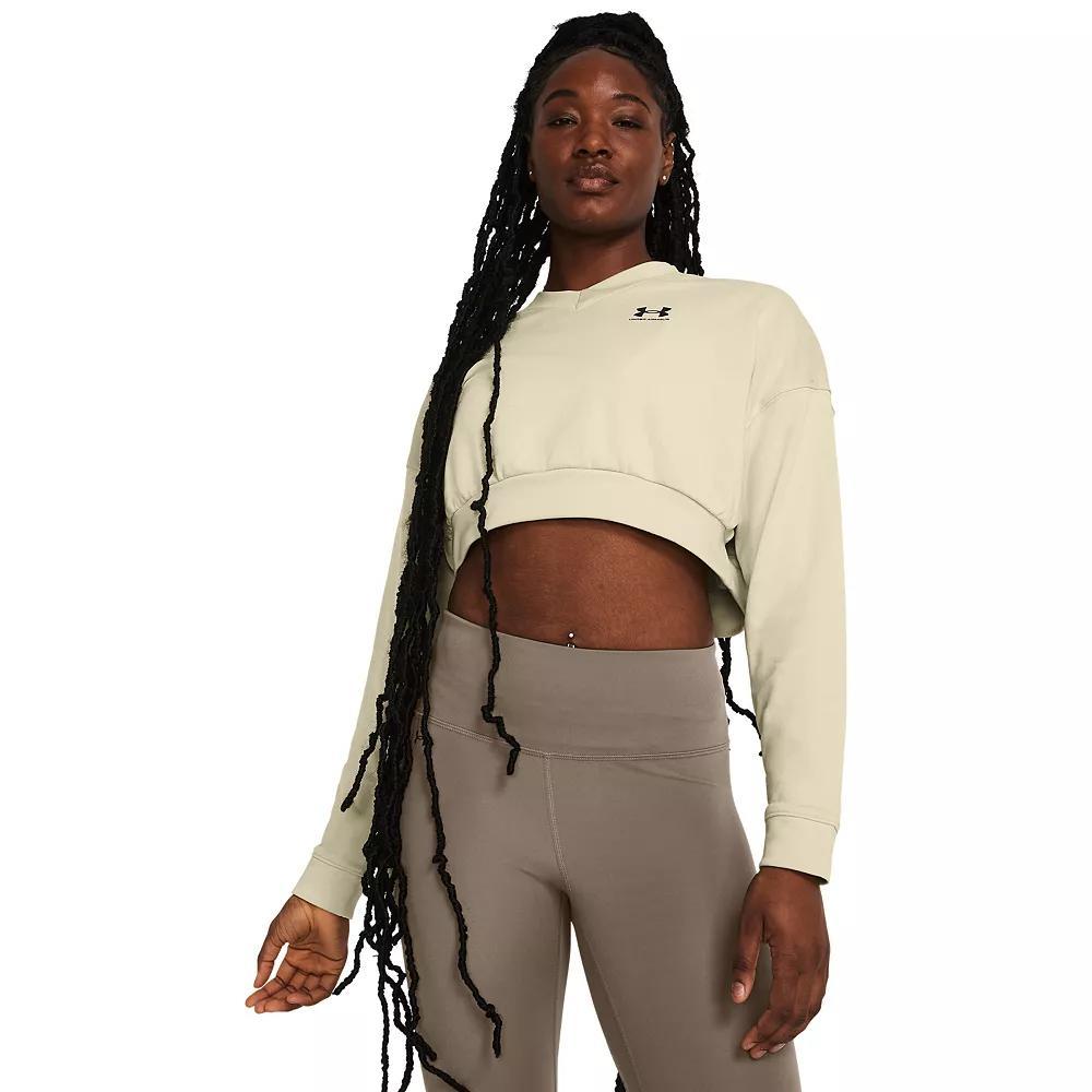 Women's Under Armour Rival Terry Oversized Cropped Crewneck Sweatshirt, Size: Large, Black Product Image