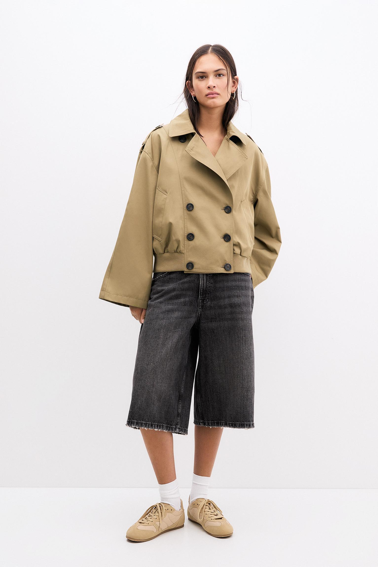 Ribbed short trench coat Product Image