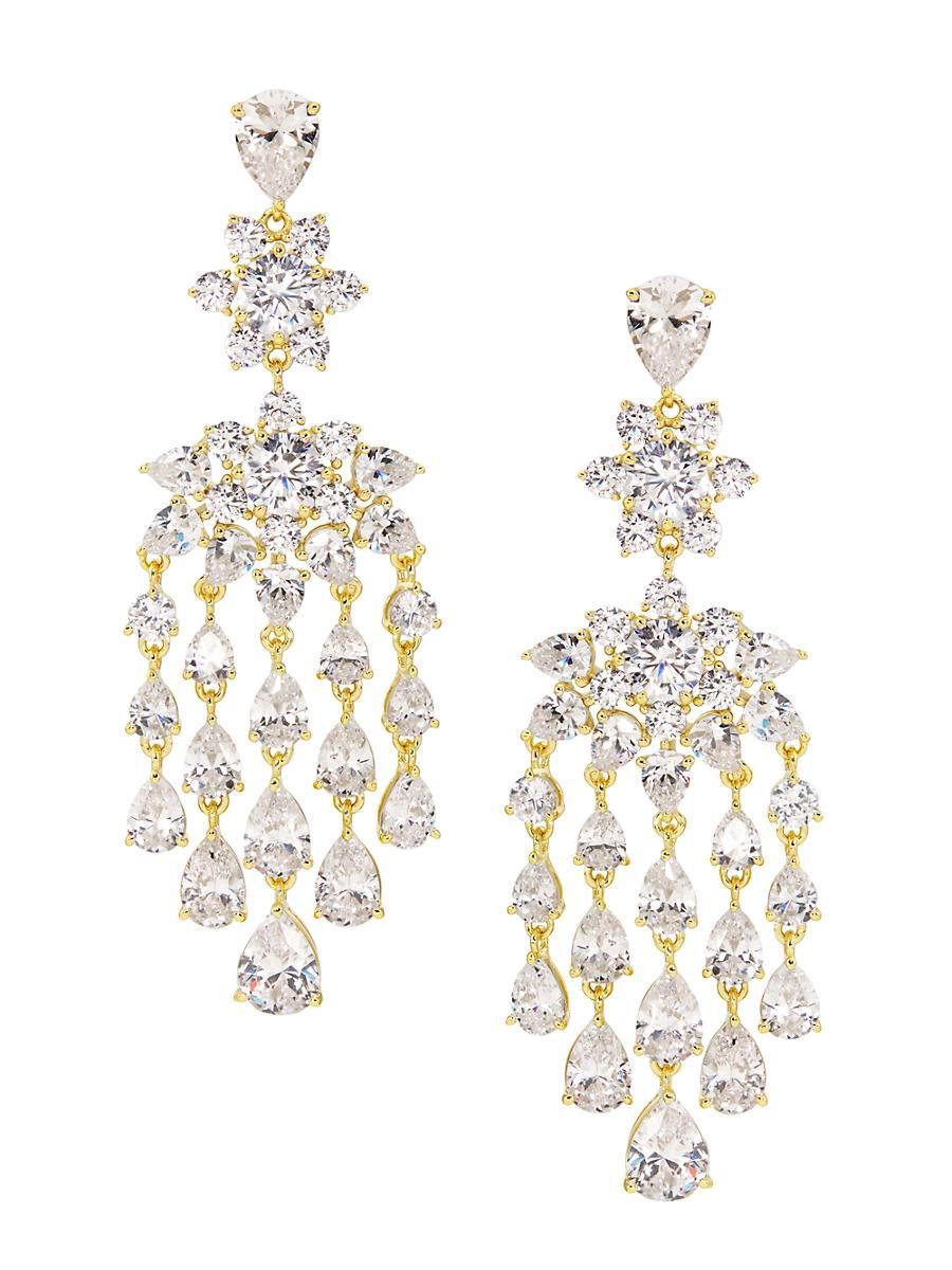 Womens Dahlia Floral 18K Gold-Plated & Cubic Zirconia Chandelier Earrings Product Image