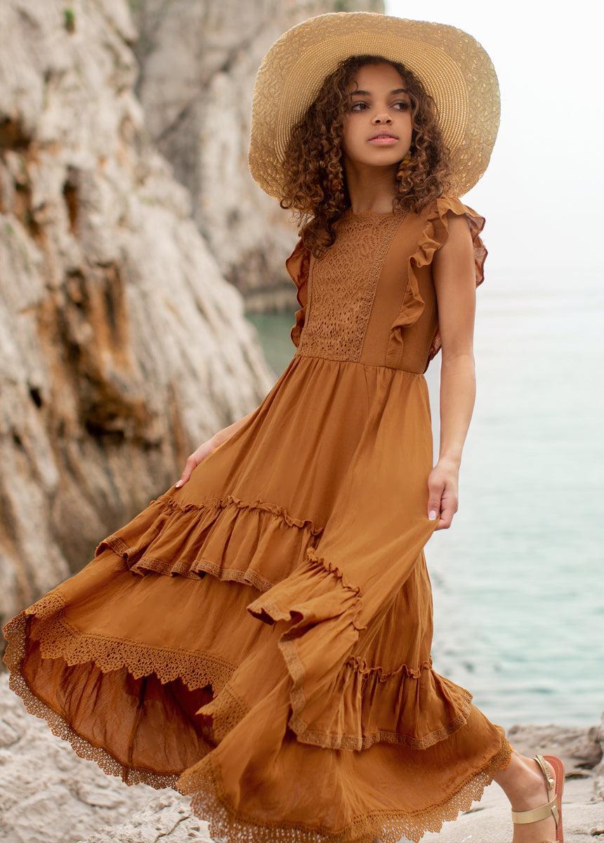 Cassia Dress in Marigold Girls Product Image
